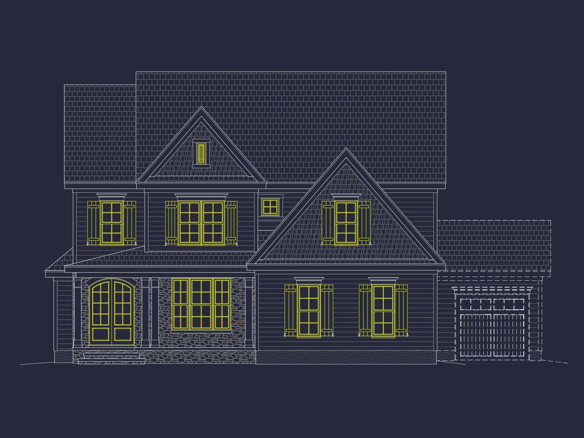 Elegant 3-Story House Plan with CAD Blueprint Designs