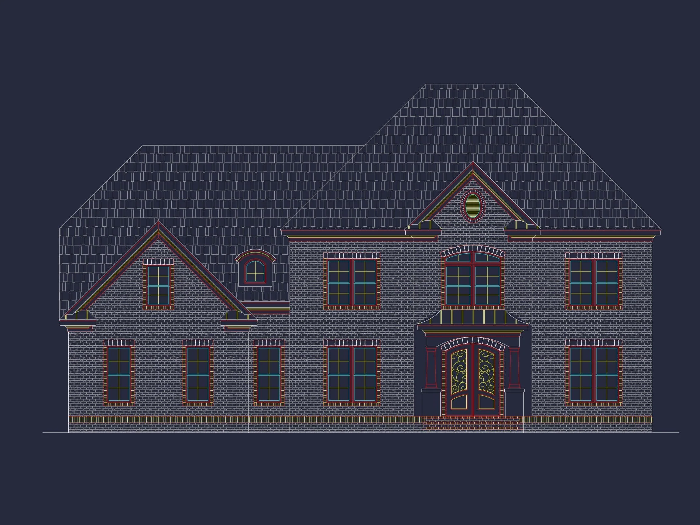 8-1862 HOUSE PLAN -Georgian House Plan - 4-Bed, 3.5-Bath, 3,850 SF 2 Modern Suburban House Plan with 2 Floors, Vaulted Ceilings & Bonus Room