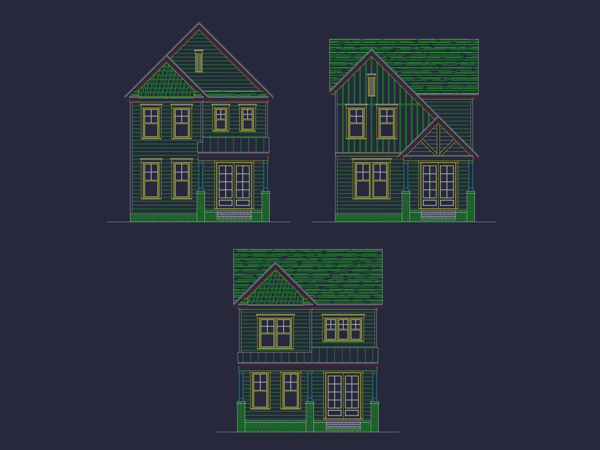 Traditional Craftsman Home Plan with Detailed CAD Floor Designs