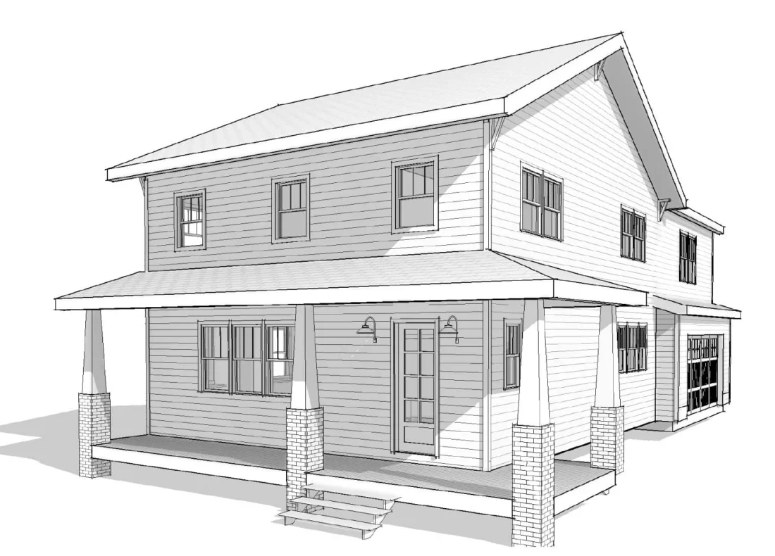 Modern Craftsman Home Plan with 2-Story Design and Bonus Room