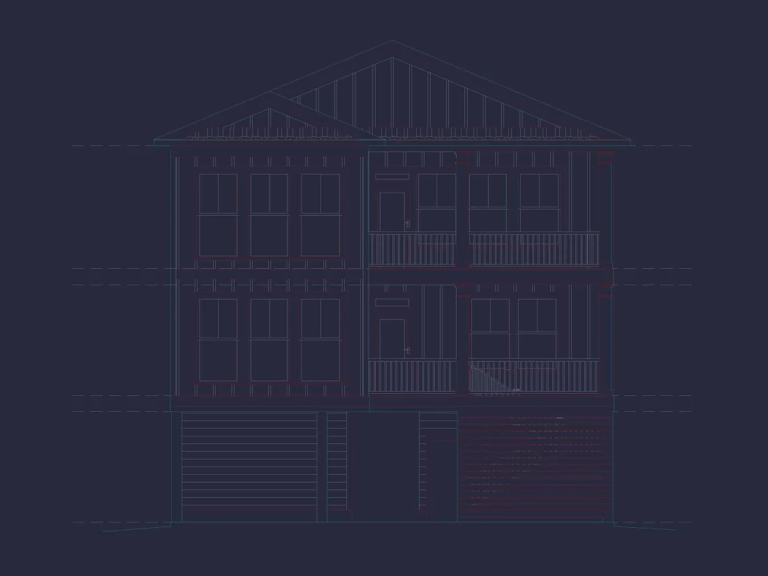 Modern 2-Story Coastal Home Plan with Rear Garage & Balconies