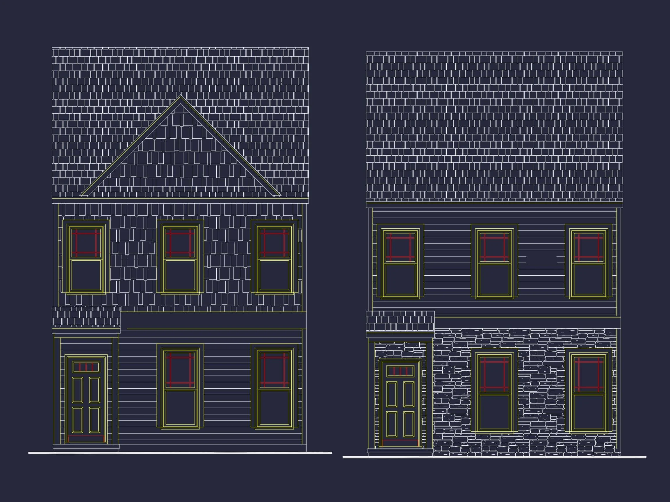 7-1947C TOWNHOUSE PLAN - Colonial Home Plan - 3-Bed, 2.5-Bath, 1,850 SF 2 Modern 2-Bedroom Townhome Plan with Open Floor Plan & Fireplace
