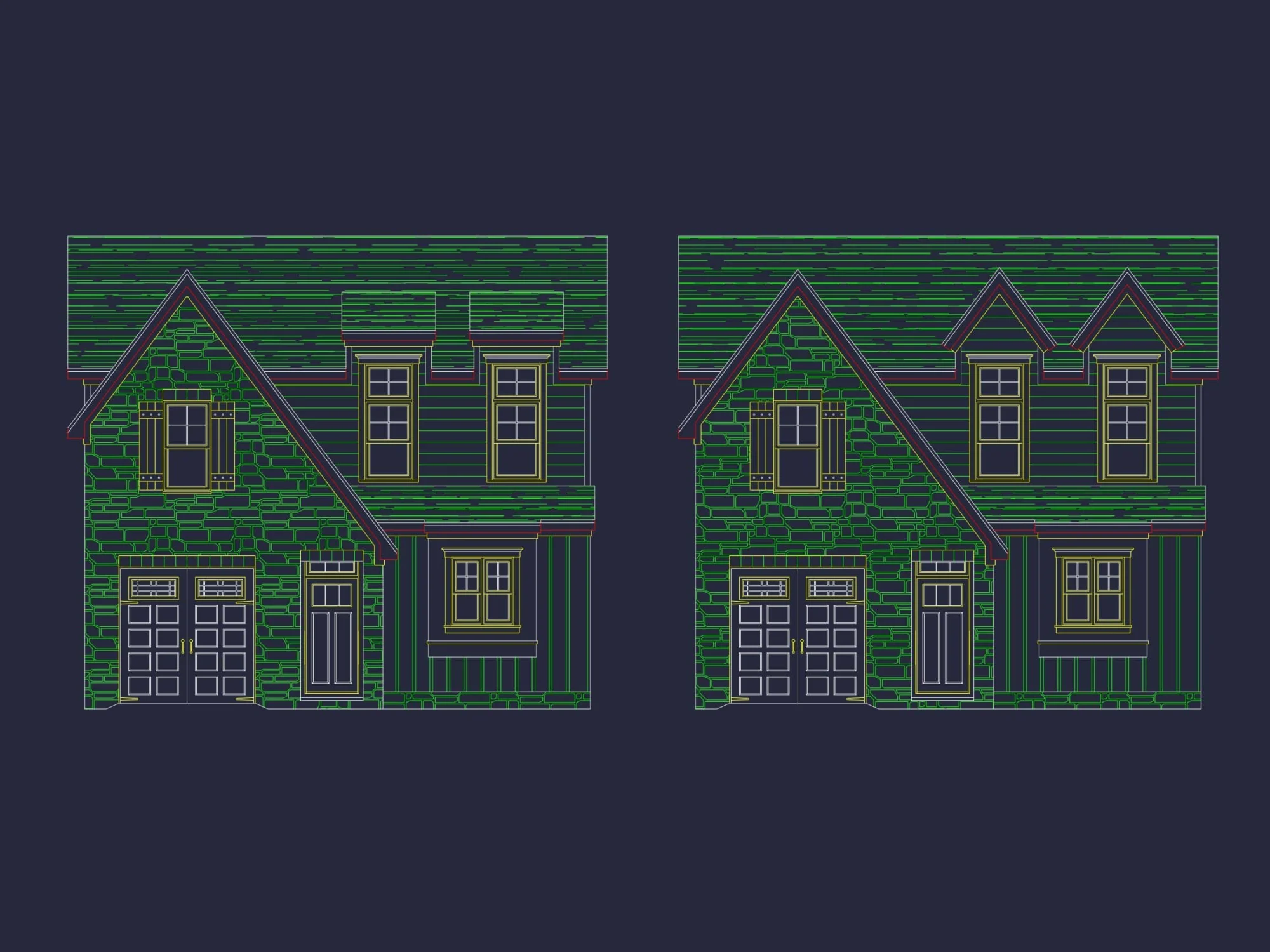 Craftsman Home Floor Plan with 2 Stories and CAD Blueprint Designs