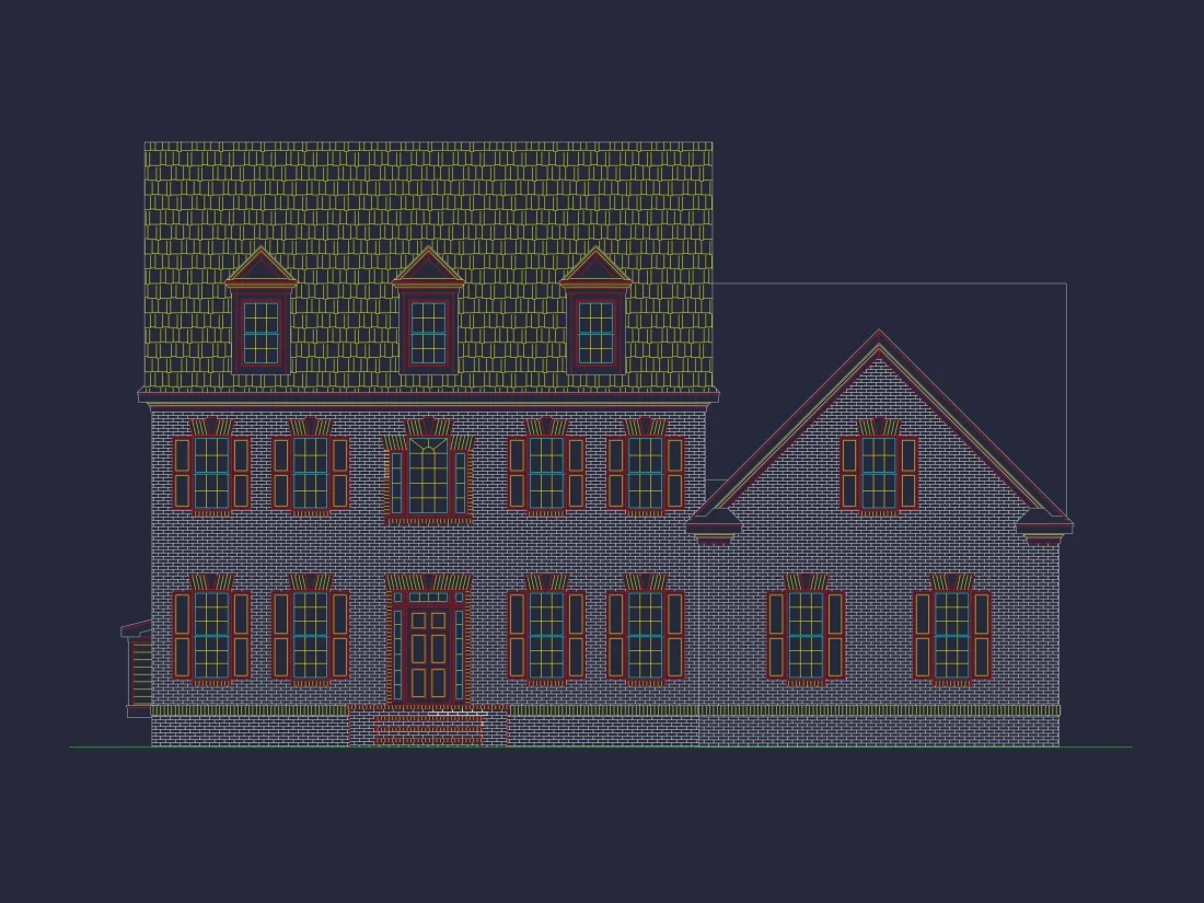 Elegant 2.5-Story Colonial Revival House Plan with CAD Floor Designs