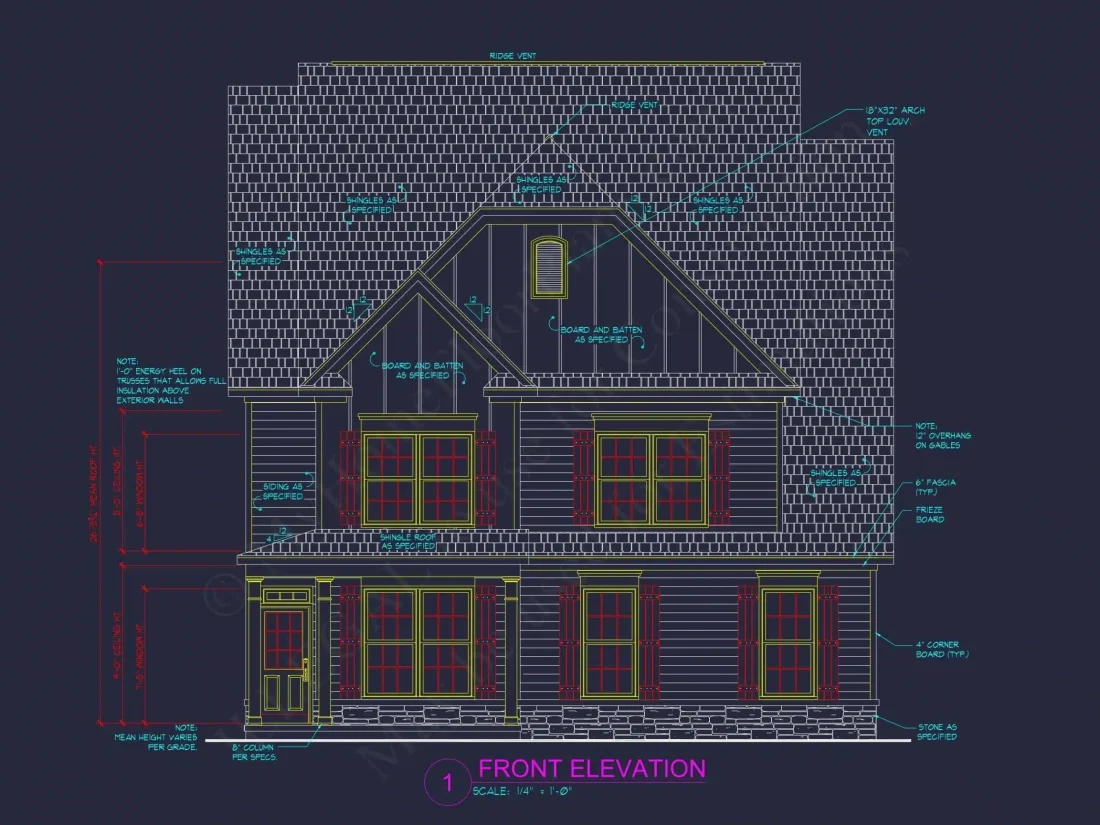 Modern Craftsman Home Plan – 2 Story Custom CAD Designs