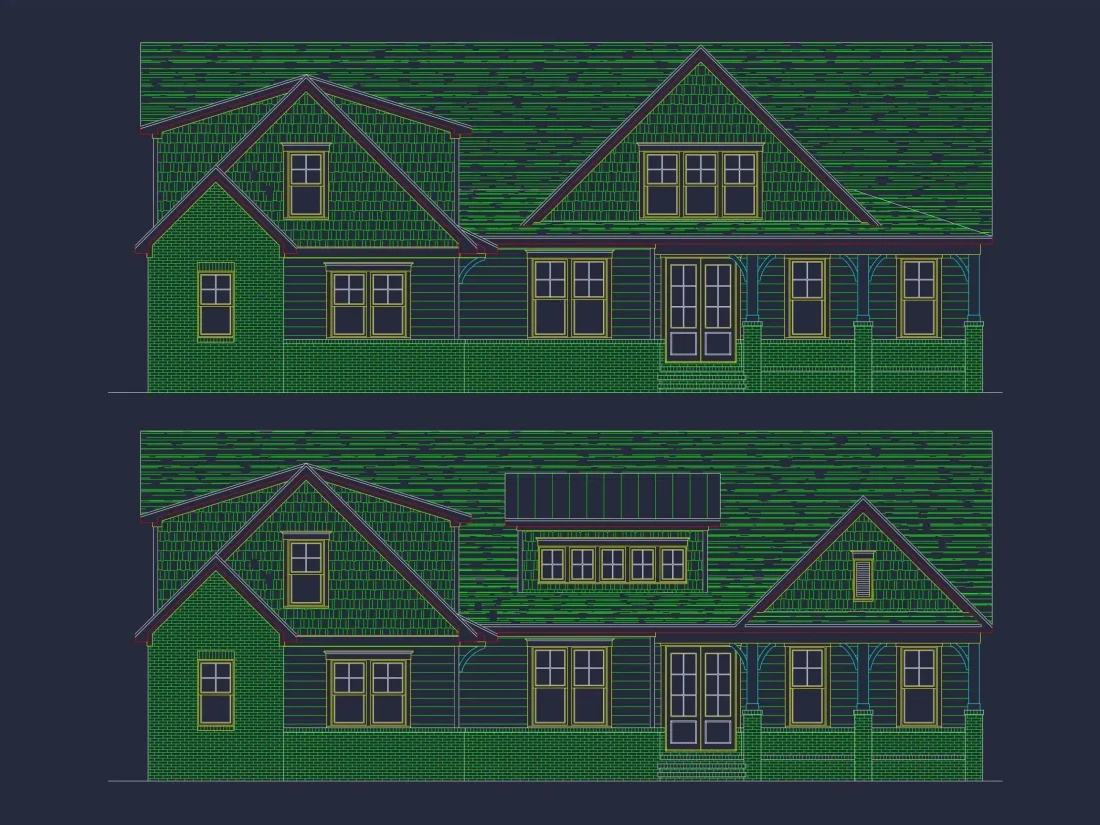 Craftsman Home Floor Plan with Spacious Design & CAD Blueprint