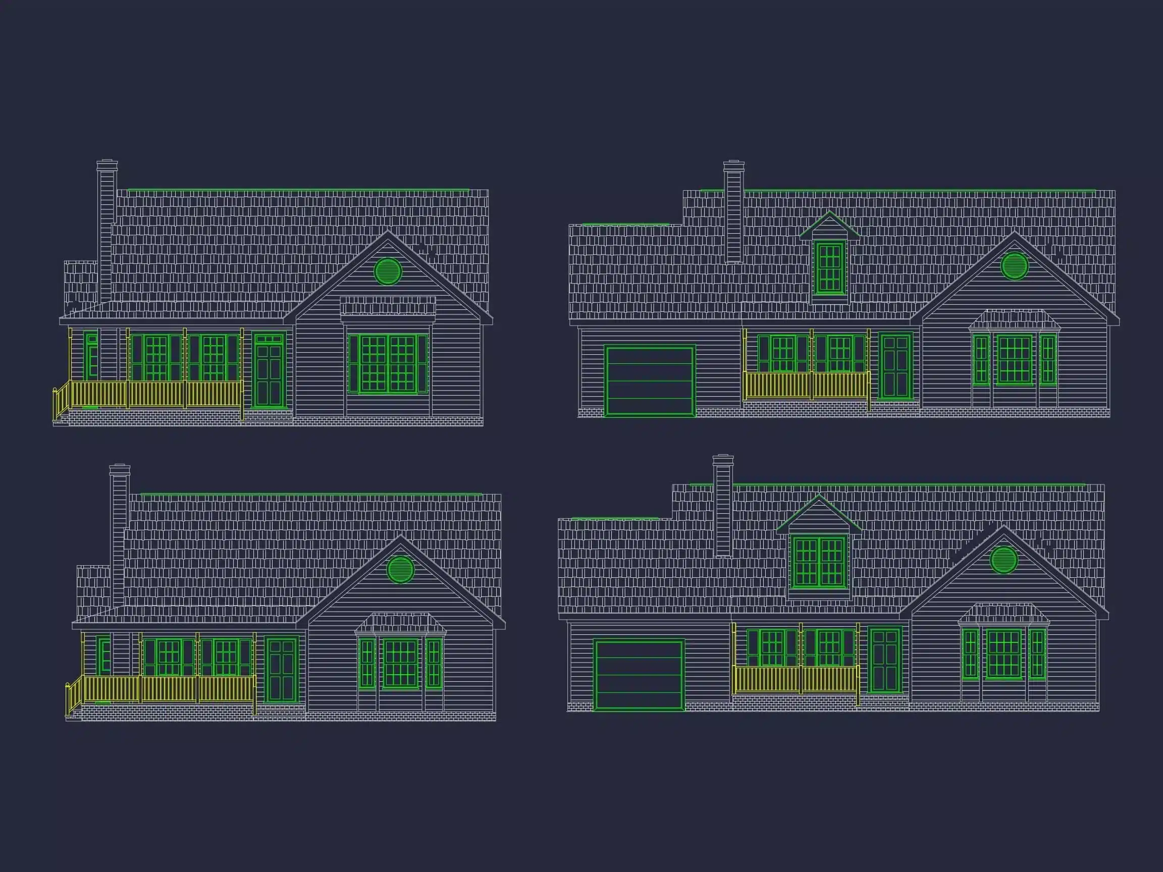 Cape Cod Home Plan - 3-Bed, 2-Bath, 1,850 SF 2 Beautiful 2-Story Home Plan with CAD Designs and Blueprint