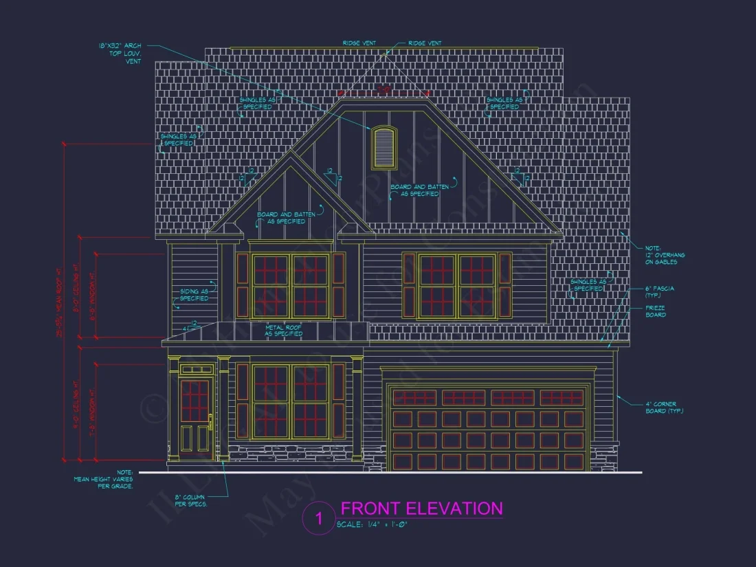 Timeless 2-Story Colonial Farmhouse House Plan with Screened Porch