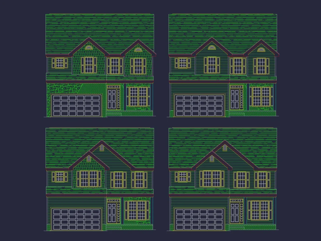 Modern 2-Story House Plan with Functional Layout & CAD Blueprint