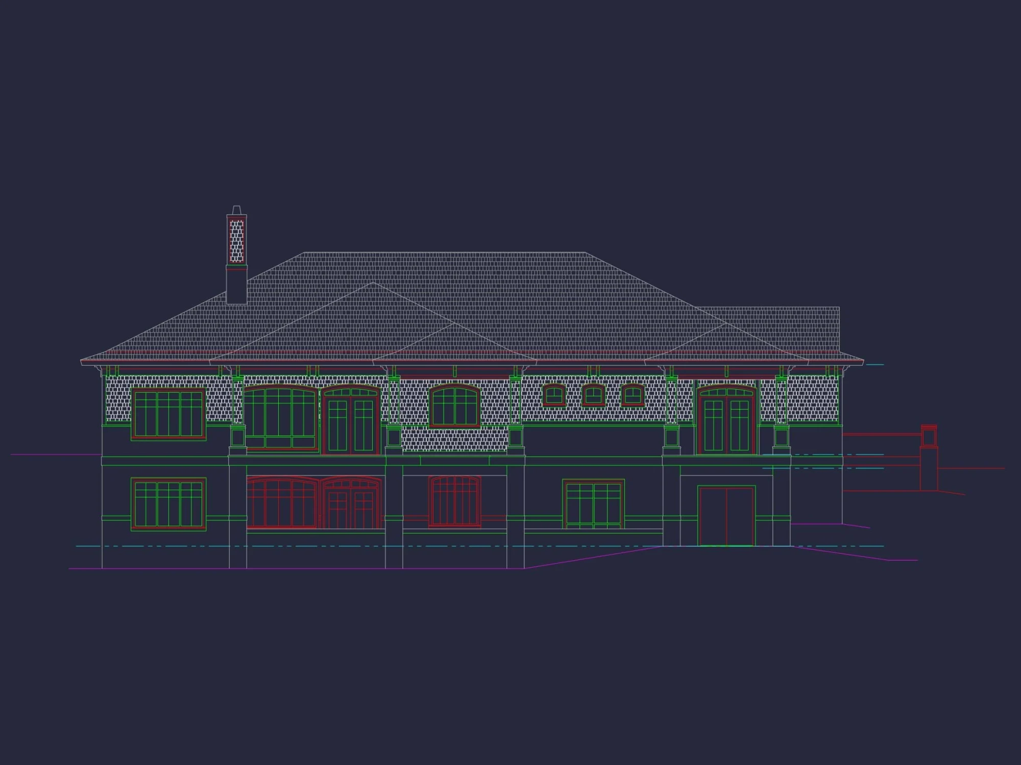 Elegant 1.5-Story House Floor Plan with Vaulted Ceilings and Traditional Design