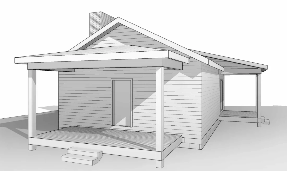 Cozy Cabin Home Floor Plan with CAD Designs & Blueprint