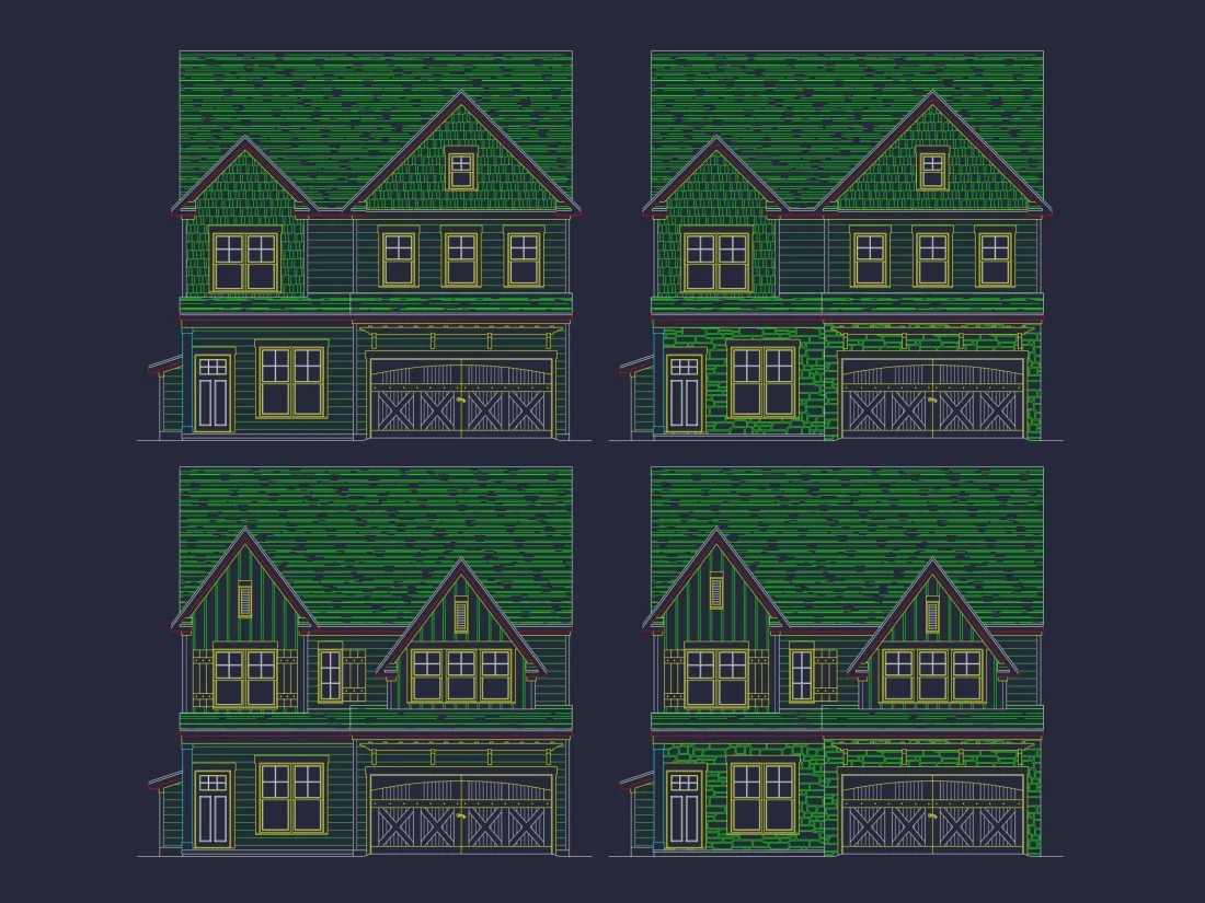 Modern 2-Story Home Plan with Open Floor Plan and CAD Designs