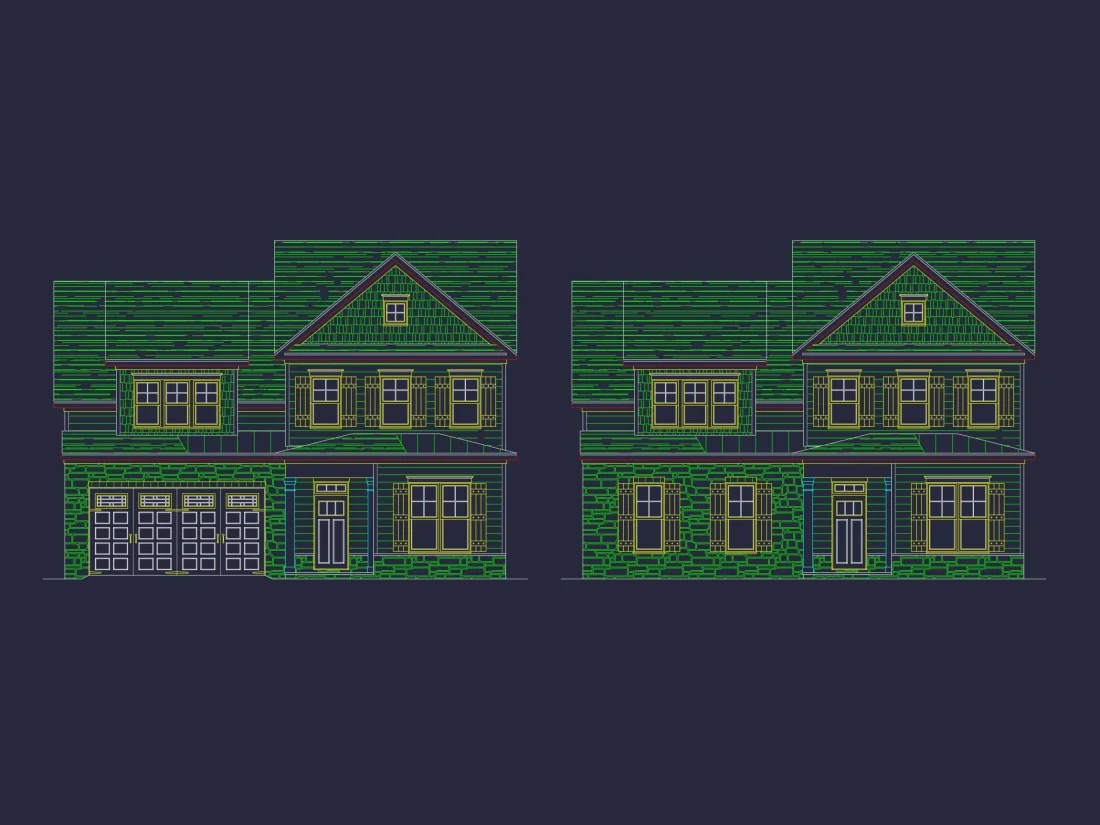 Unique Modern Suburban Home Plan with CAD Floor & Blueprint Designs