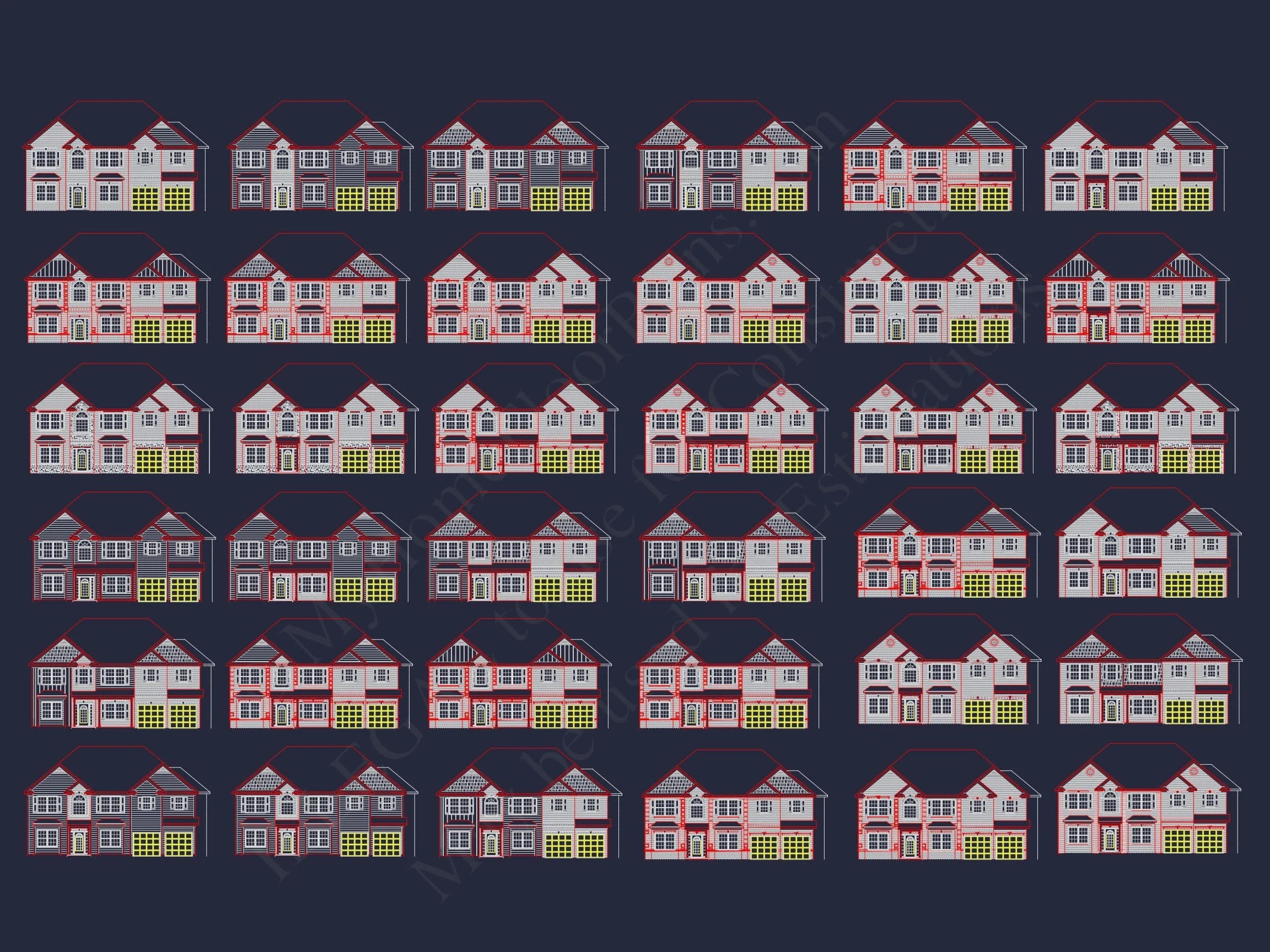 12-2610 HOUSE PLAN - Classic House Plan with Detailed Floor Plans & CAD Designs 2 Classic 2-Story House Plan with 6 Bedrooms and CAD Blueprints
