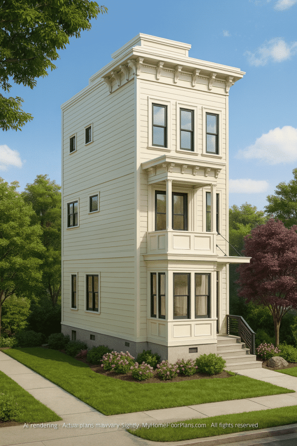 Modern 3-Story House Plan with Open Floor Layout & Roof Deck