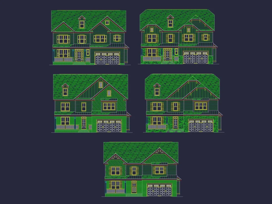 Custom Home Floor Plan with 2.5 Stories and CAD Blueprint Designs