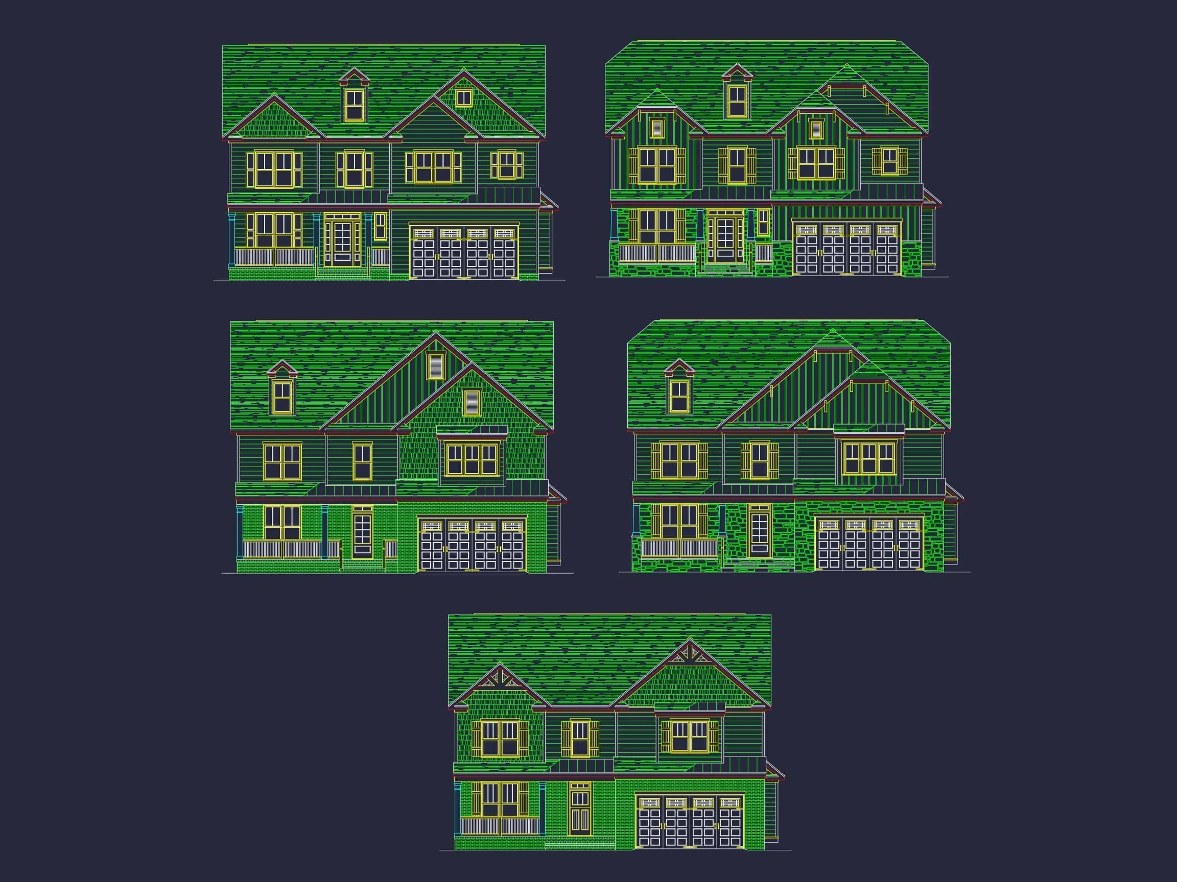 10-1138 HOUSE PLAN - 2.5-Story Modern Farmhouse-Craftsman Plan – 5 Bed, 3 Bath, 3,774 Sq. Ft. 2 Custom Home Floor Plan with 2.5 Stories and CAD Blueprint Designs
