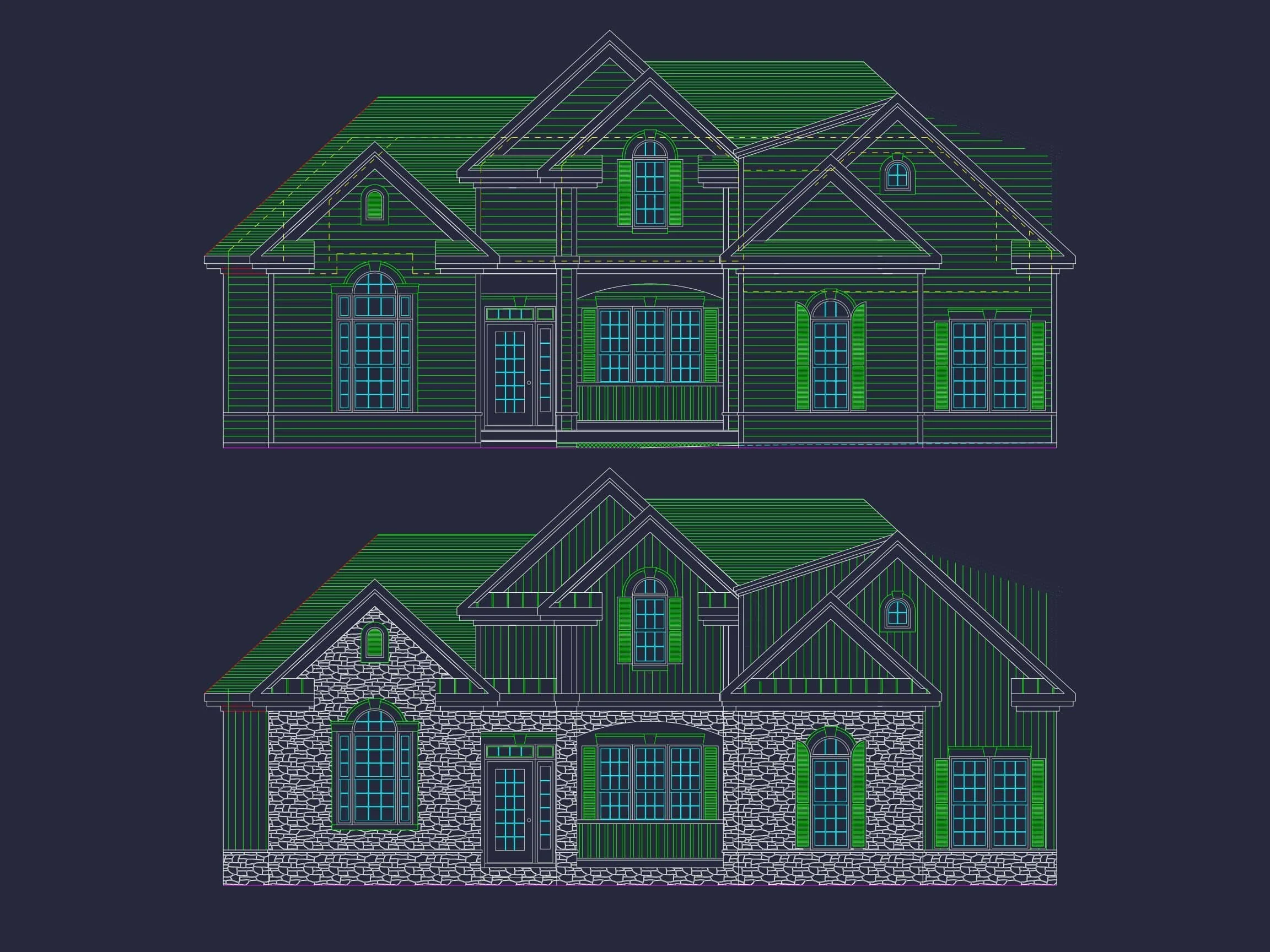 8-2005 HOUSE PLAN -New American Home Plan - 4-Bed, 3-Bath, 3,129 SF 2 Classic 2-Story House Plan with 4 Bedrooms & CAD Blueprint Designs