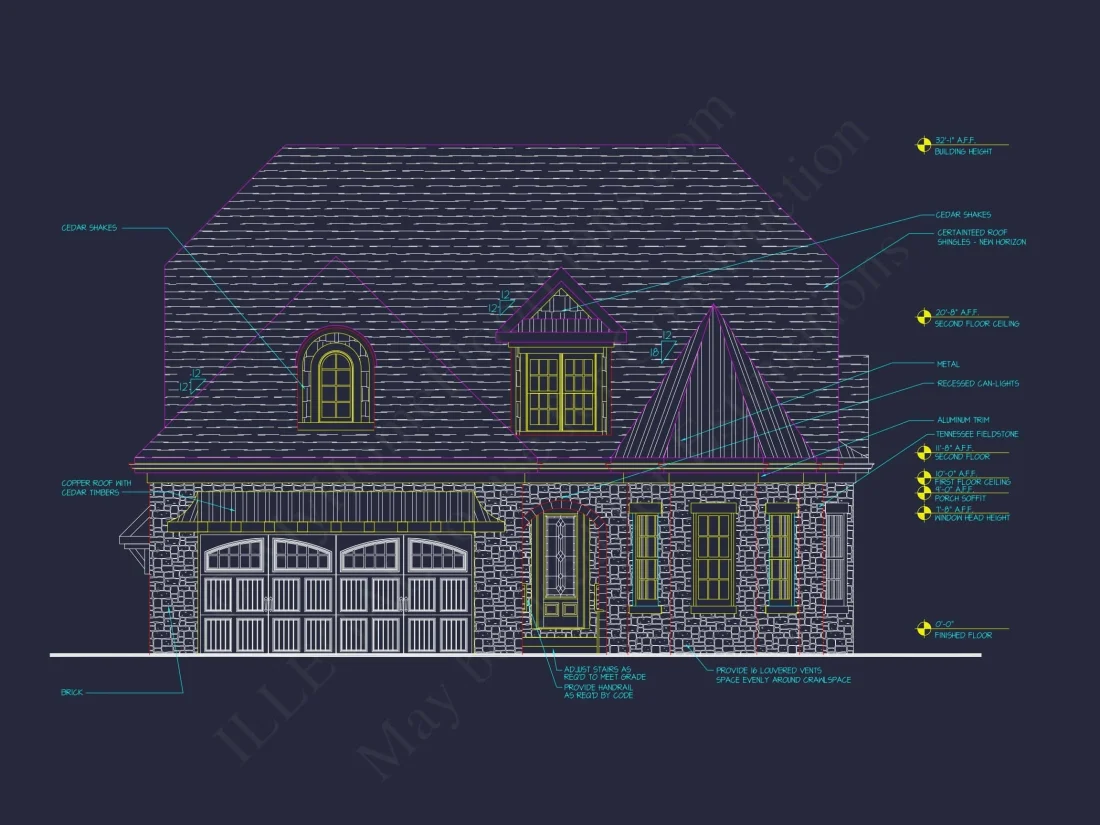 Elegant 2-Story House Plan with French Country Style & 4 Bedrooms