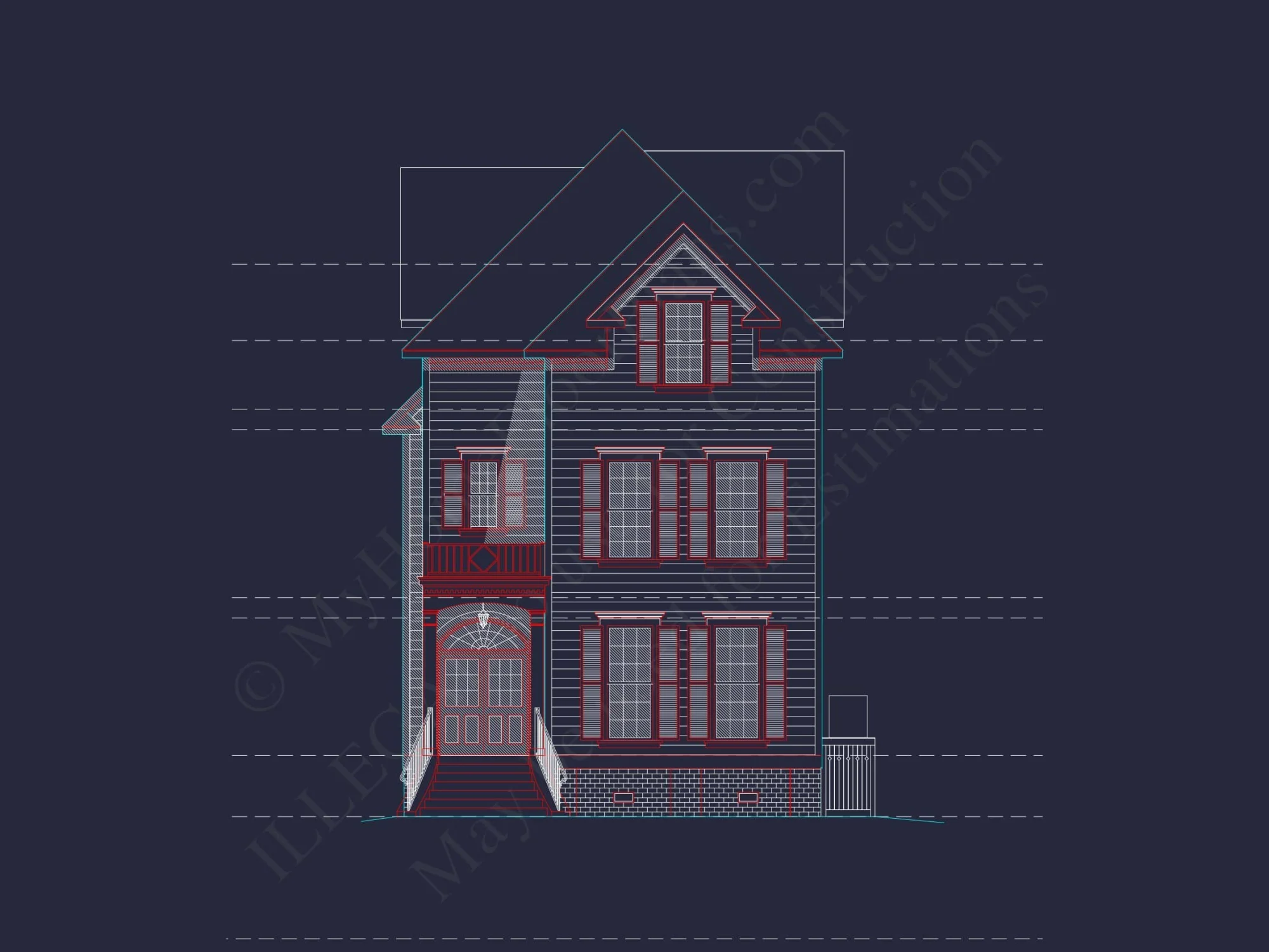 Charming 3-Story Victorian Home Plan with Detailed CAD Designs