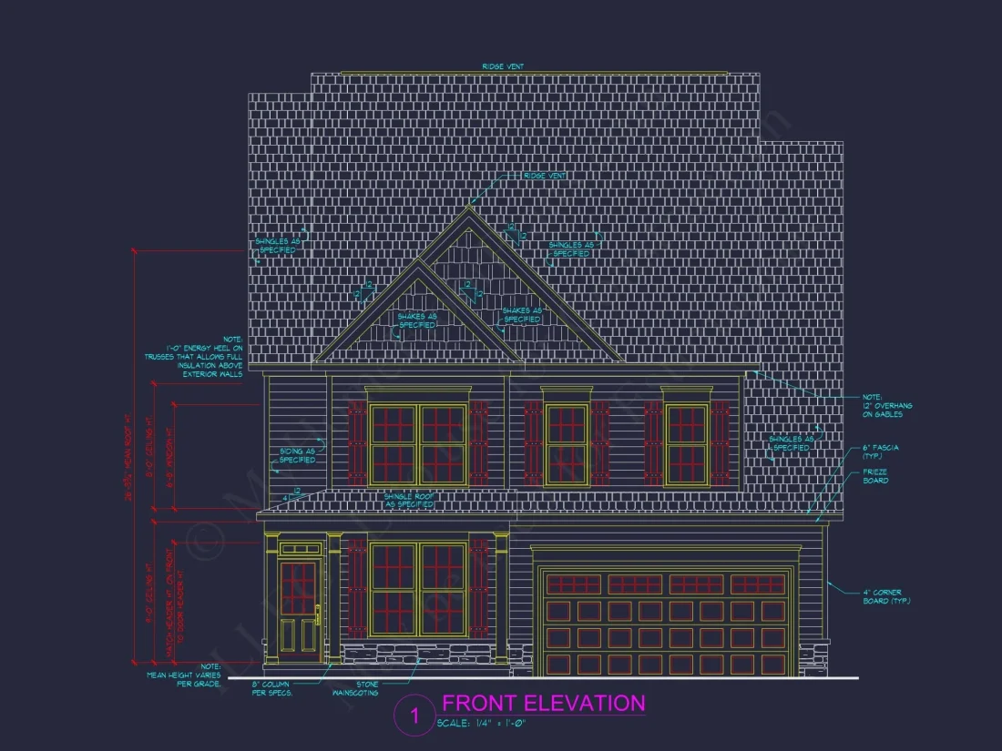 Modern Craftsman Home Plan with 3 Floors and Open Floor Design