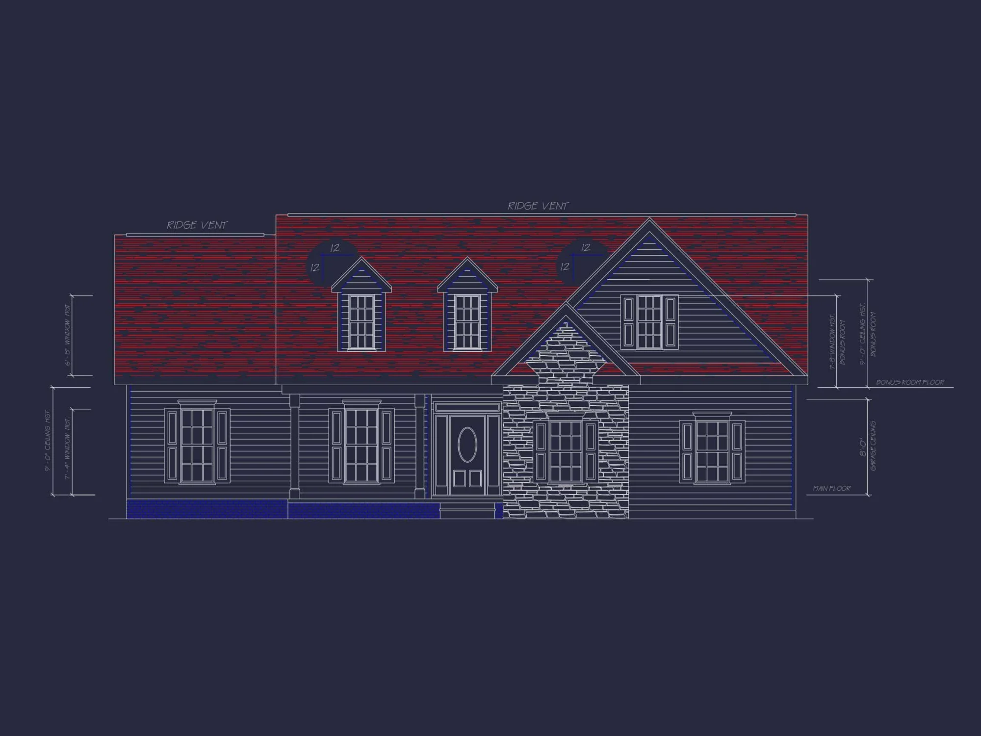 Spacious 56' Wide Home Plan with Bonus Room | CAD Designs