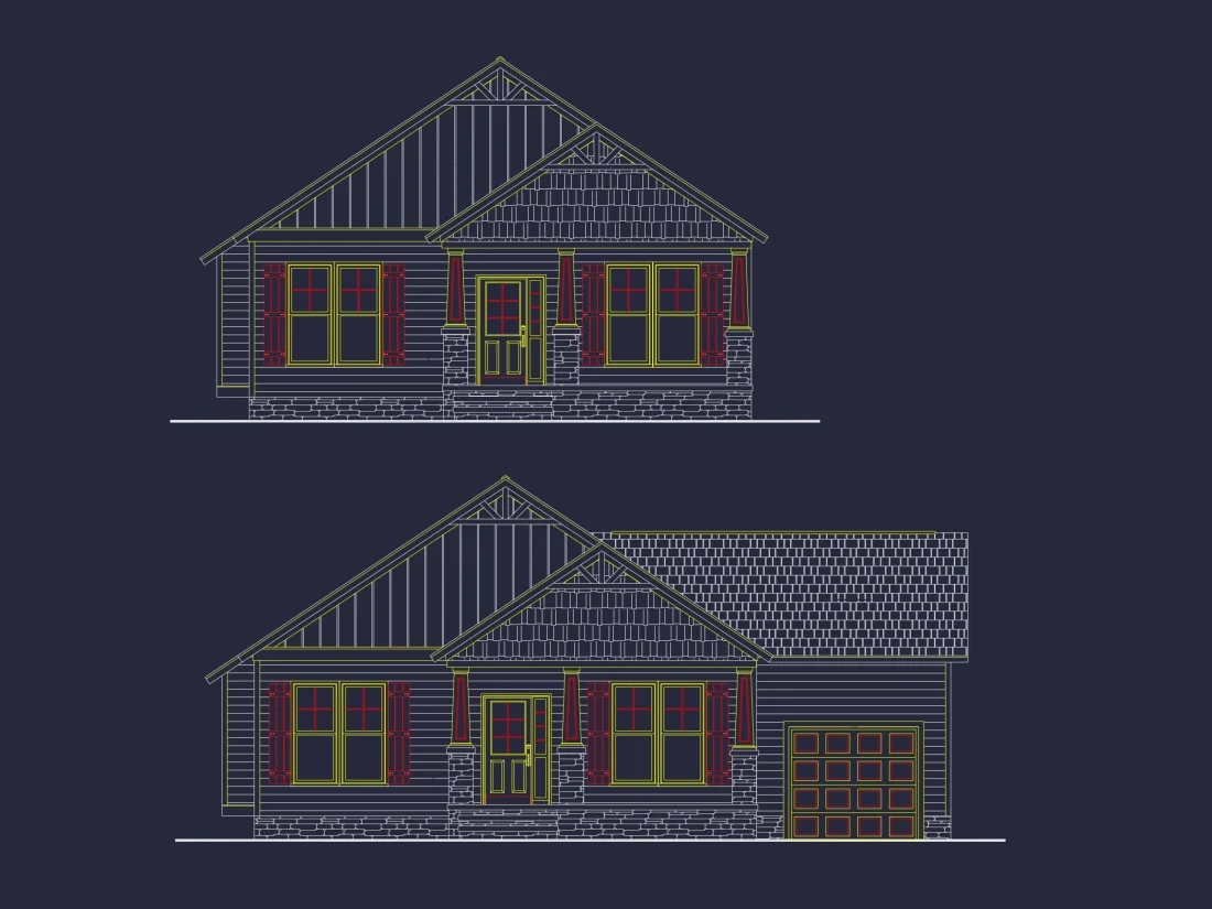Craftsman One-Story House Plan with Front Garage & CAD Blueprint