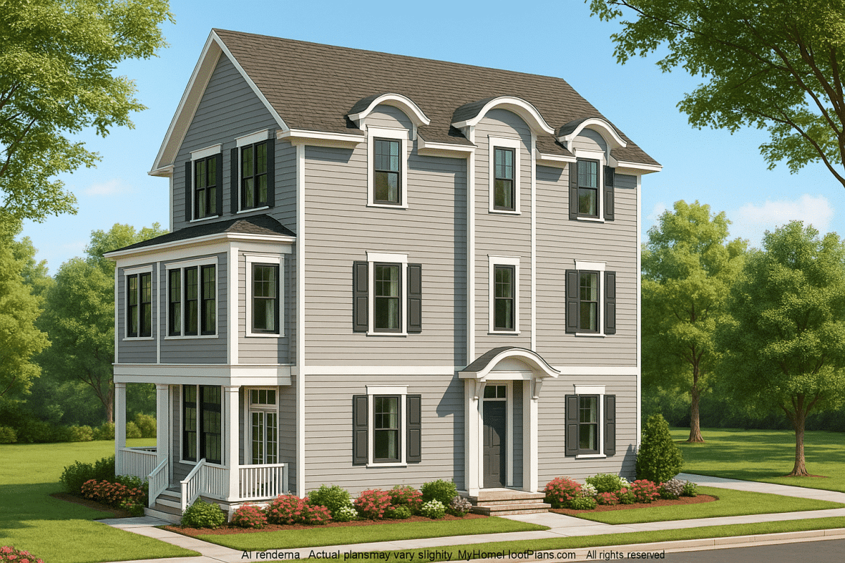 Elegant 3-Story House Plan with Craftsman Charm & Vaulted Ceilings