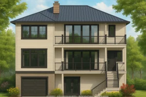 Luxury House Plans 8 Coastal Home Plan 4-Bedroom, 3-Story Floor Plan Blueprint