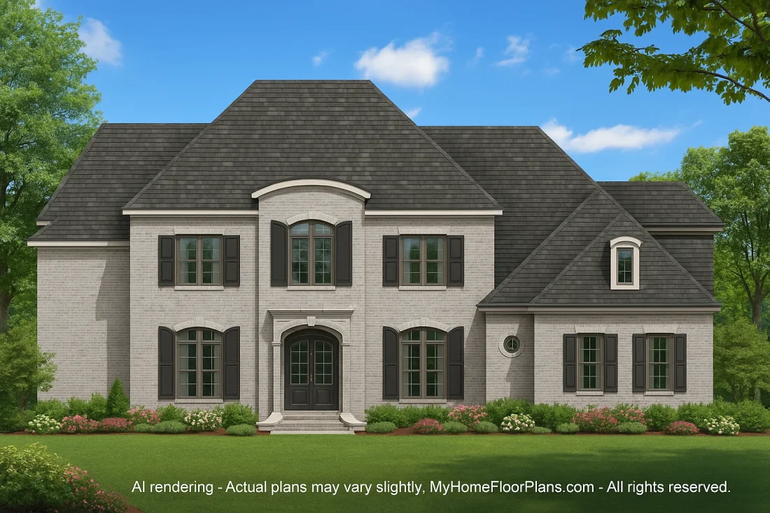 Elegant 2-Story Colonial Revival House Plan with Vaulted Ceilings