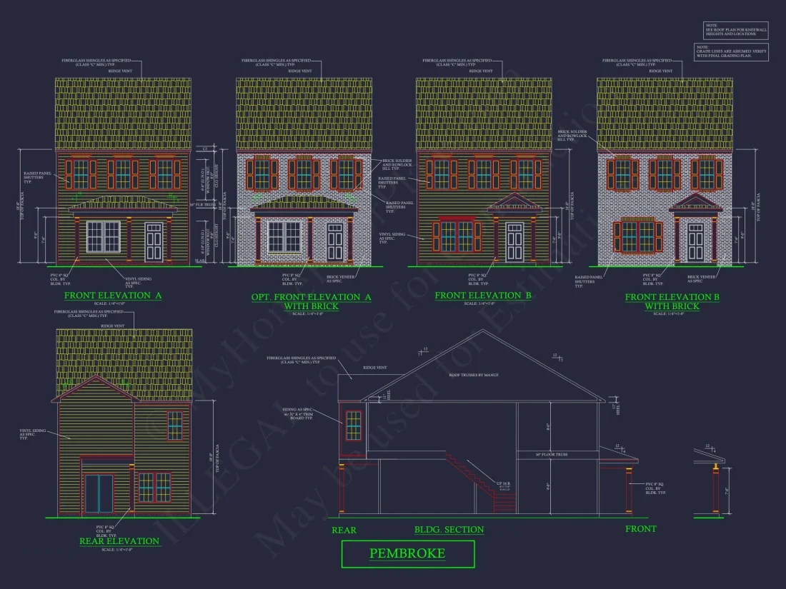 Colonial Townhome Plan with Spacious Layout and CAD Designs