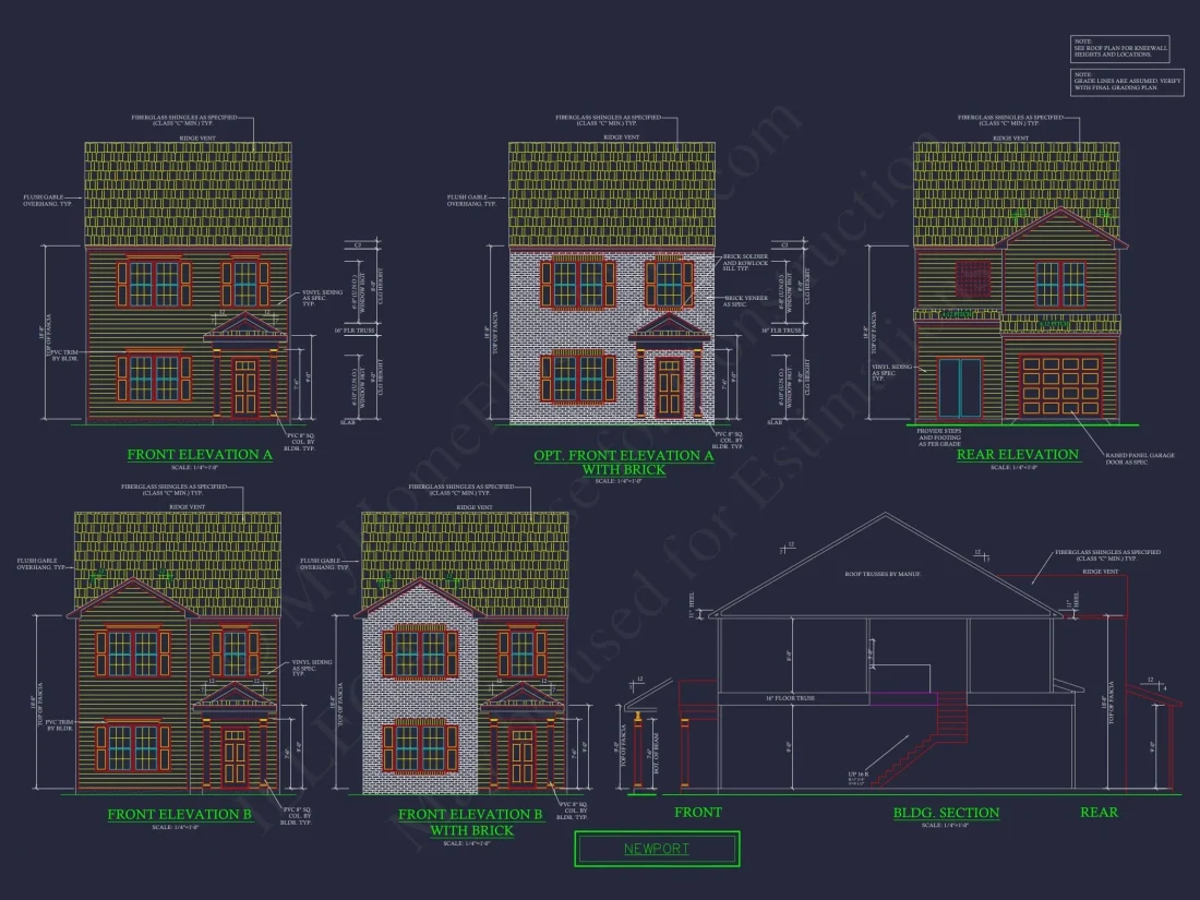 Colonial Townhome Plan with Spacious Layout and CAD Designs