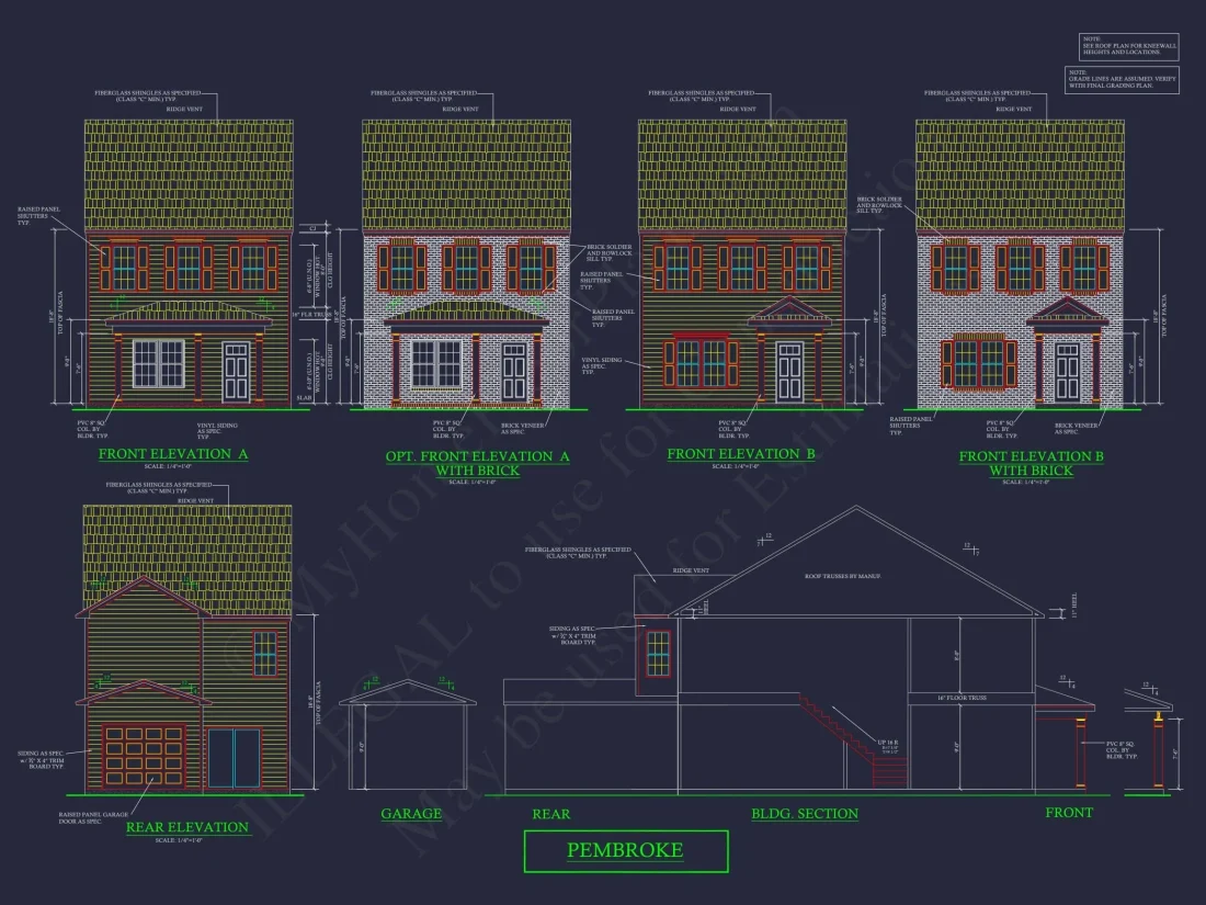 Colonial Townhome Plan with Spacious Layout and CAD Designs