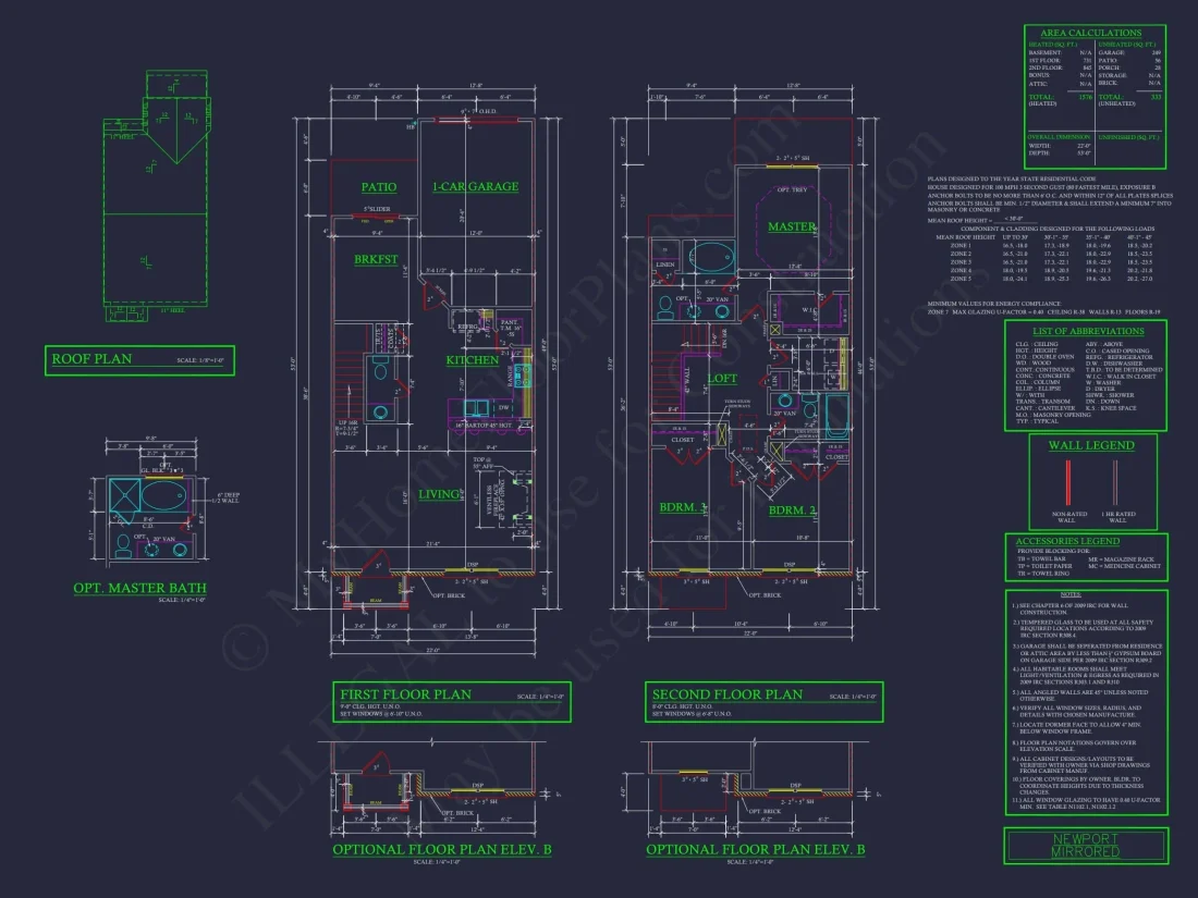 Colonial Townhome Plan with Spacious Layout and CAD Designs