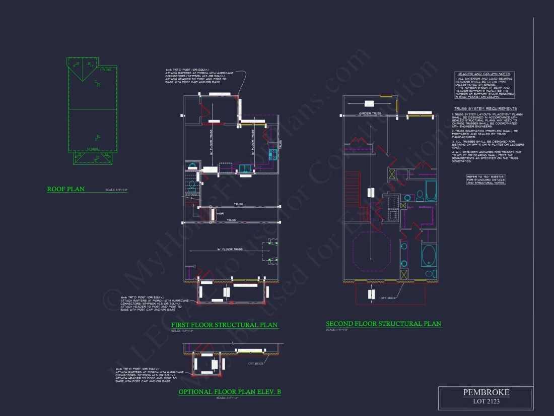 Colonial Townhome Plan with Spacious Layout and CAD Designs