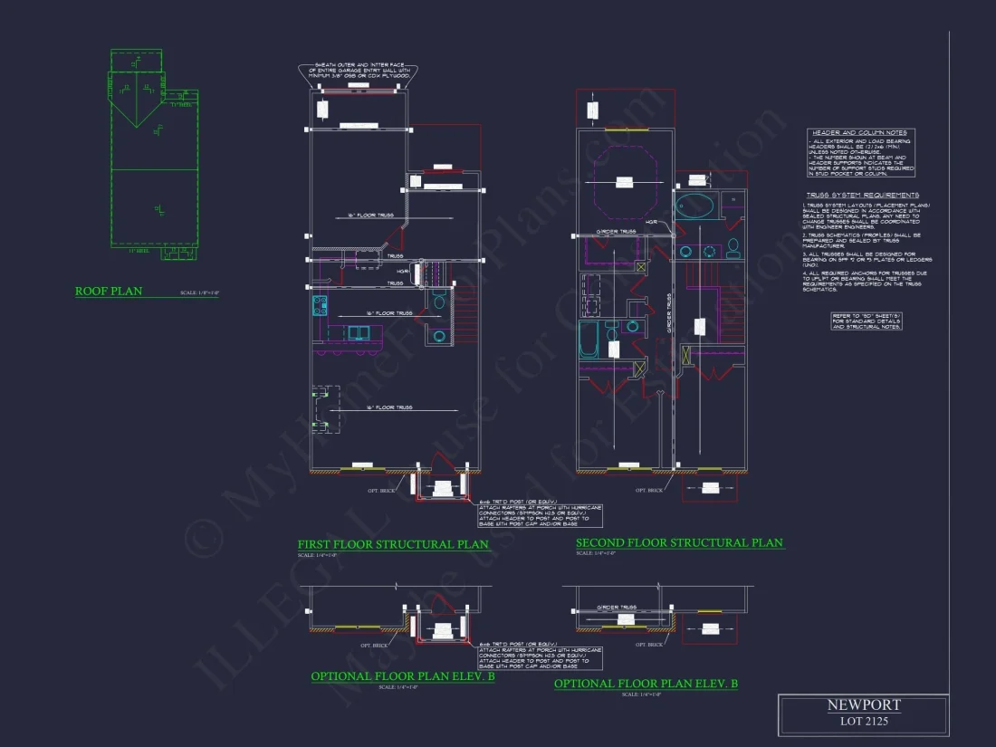 Colonial Townhome Plan with Spacious Layout and CAD Designs