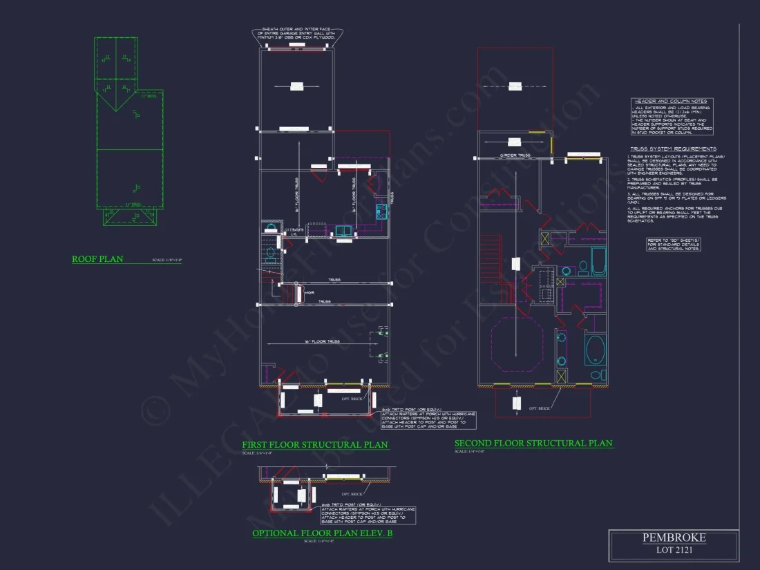 Colonial Townhome Plan with Spacious Layout and CAD Designs
