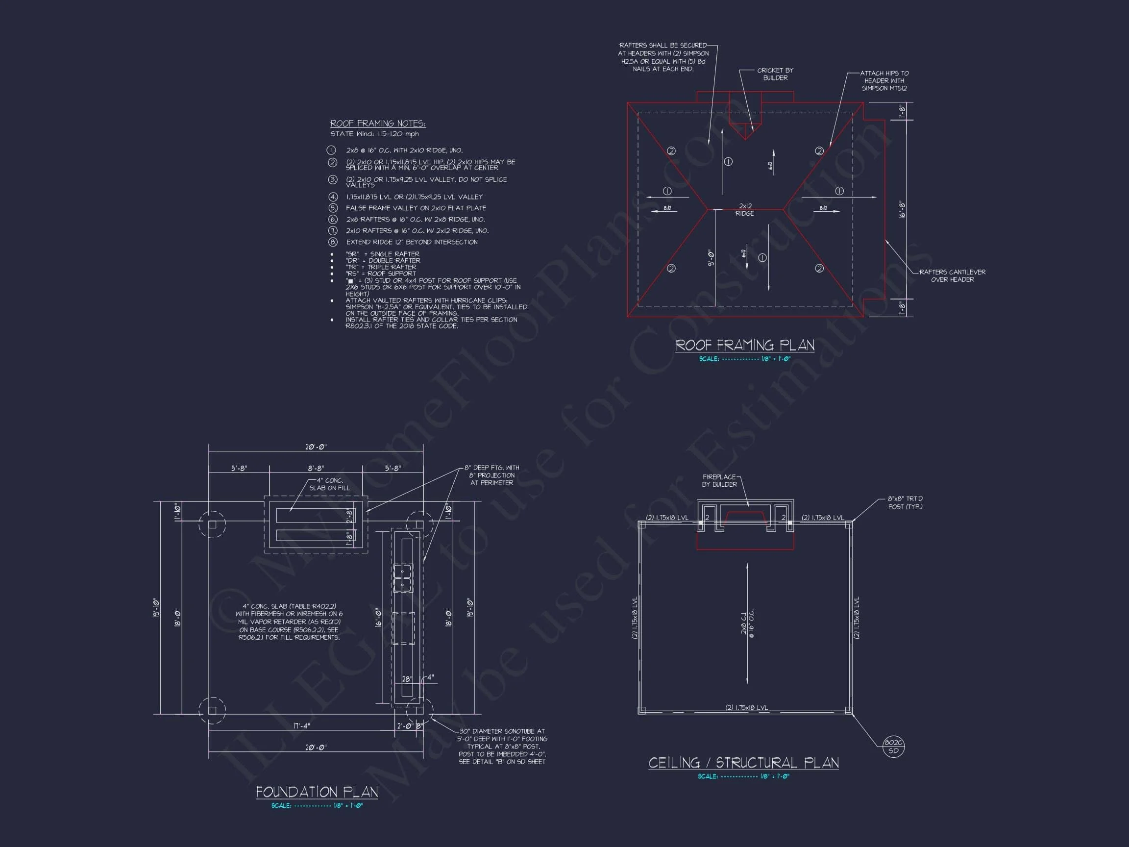 19-1701 CABANA PLAN - Compact Pavilion House Plan: CAD Floor Designs & Blueprint 4 Compact Pavilion House Plan CAD Floor Designs & Blueprint