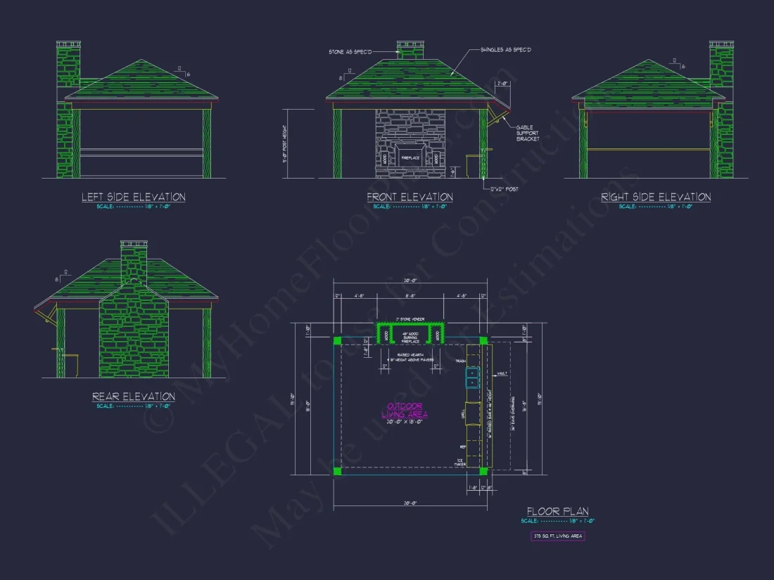 Compact Pavilion House Plan CAD Floor Designs & Blueprint