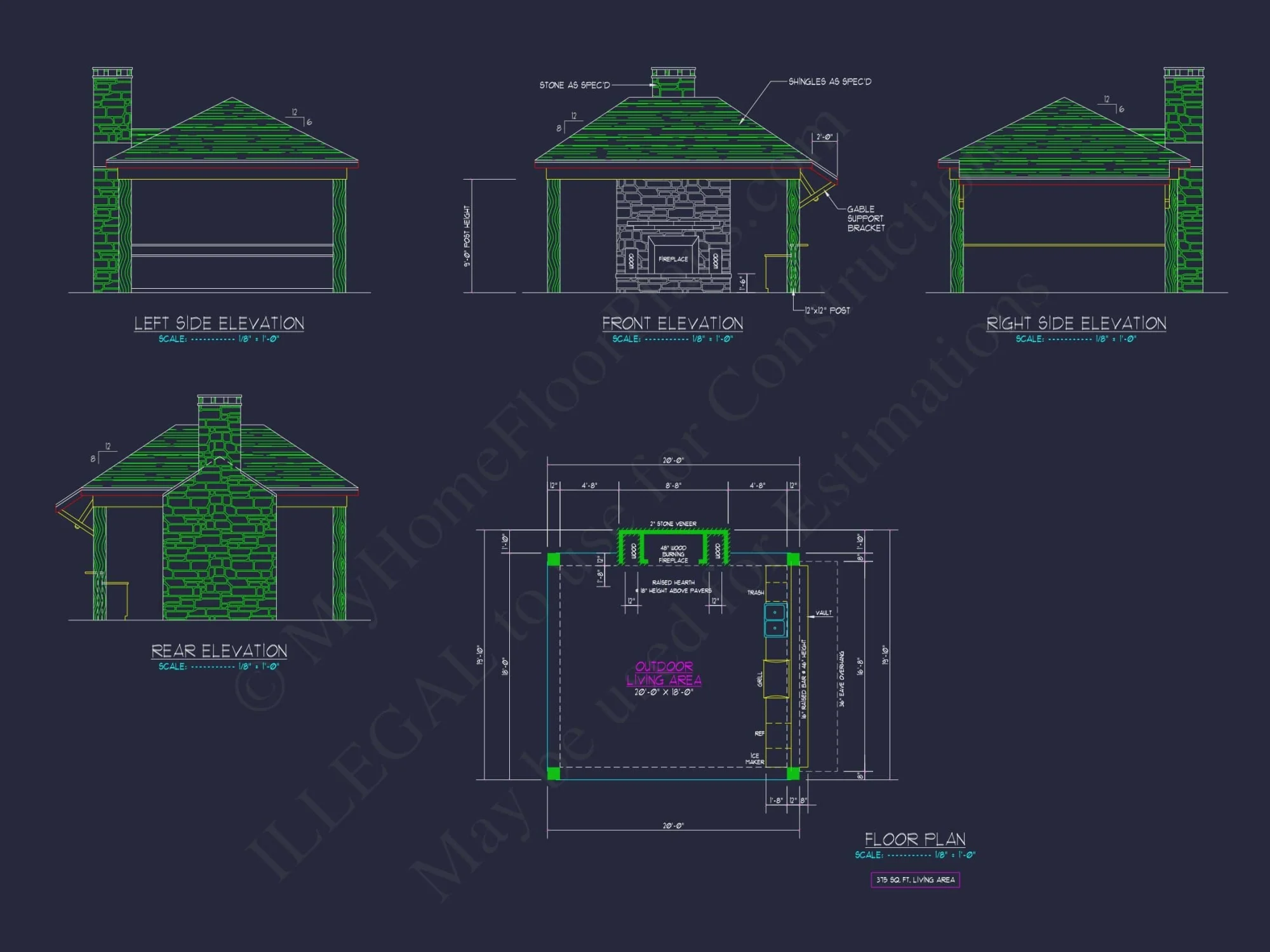 Compact Pavilion House Plan CAD Floor Designs & Blueprint