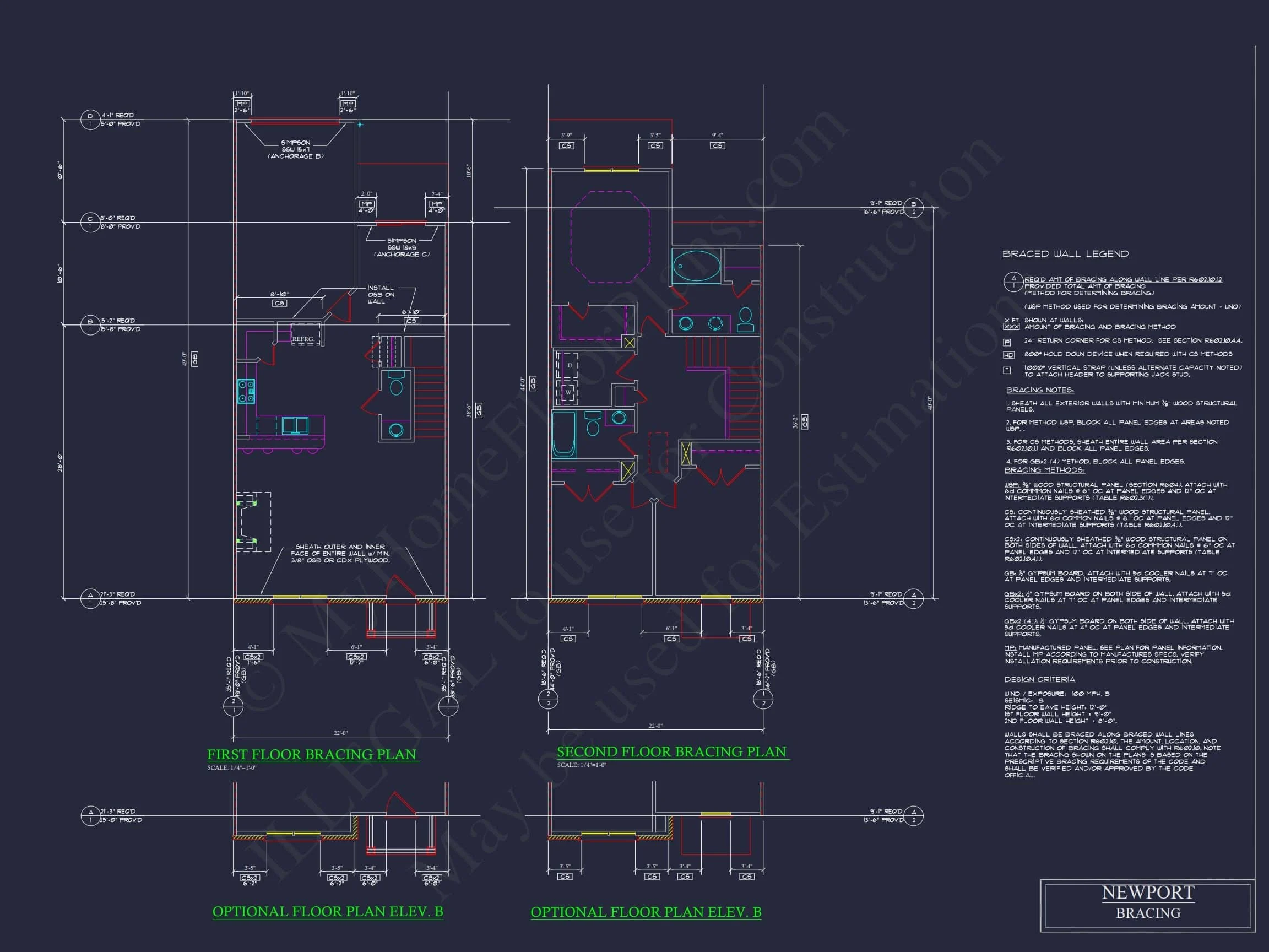 12-2220-4 7-UNIT TOWNHOUSE PLAN - Modern Townhouse Floor Plan - Detailed Architecture Designs 23 Modern 2-Story Townhome Floor Plan with Craftsman Design