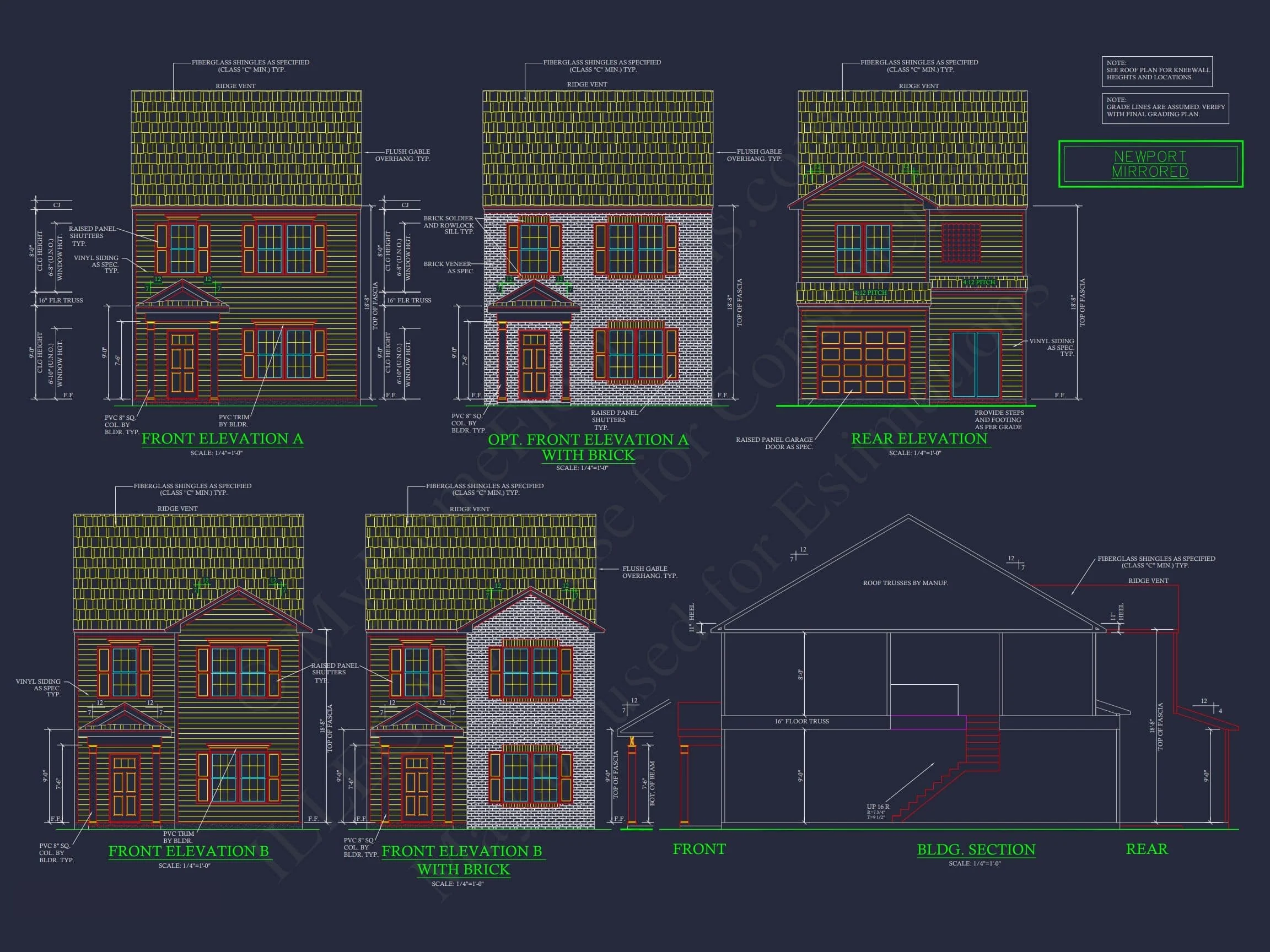 12-2220-4 7-UNIT TOWNHOUSE PLAN - Modern Townhouse Floor Plan - Detailed Architecture Designs 9 Modern 2-Story Townhome Floor Plan with Craftsman Design