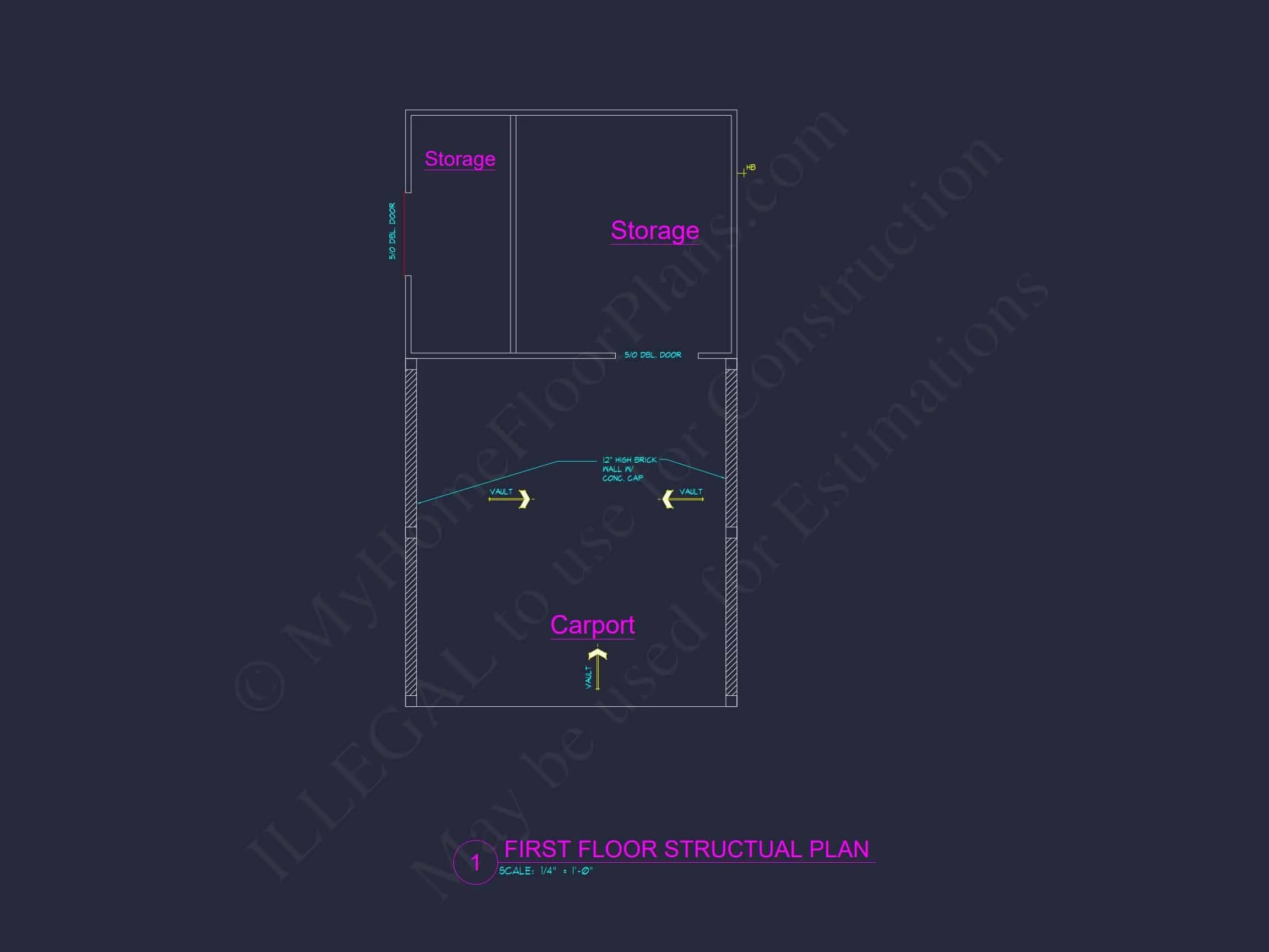 12-2376 CARPORT PLAN - Traditional Carport House Design with CAD Floor Plan Blueprint 3 Traditional Carport House Design with CAD Floor Plan Blueprint