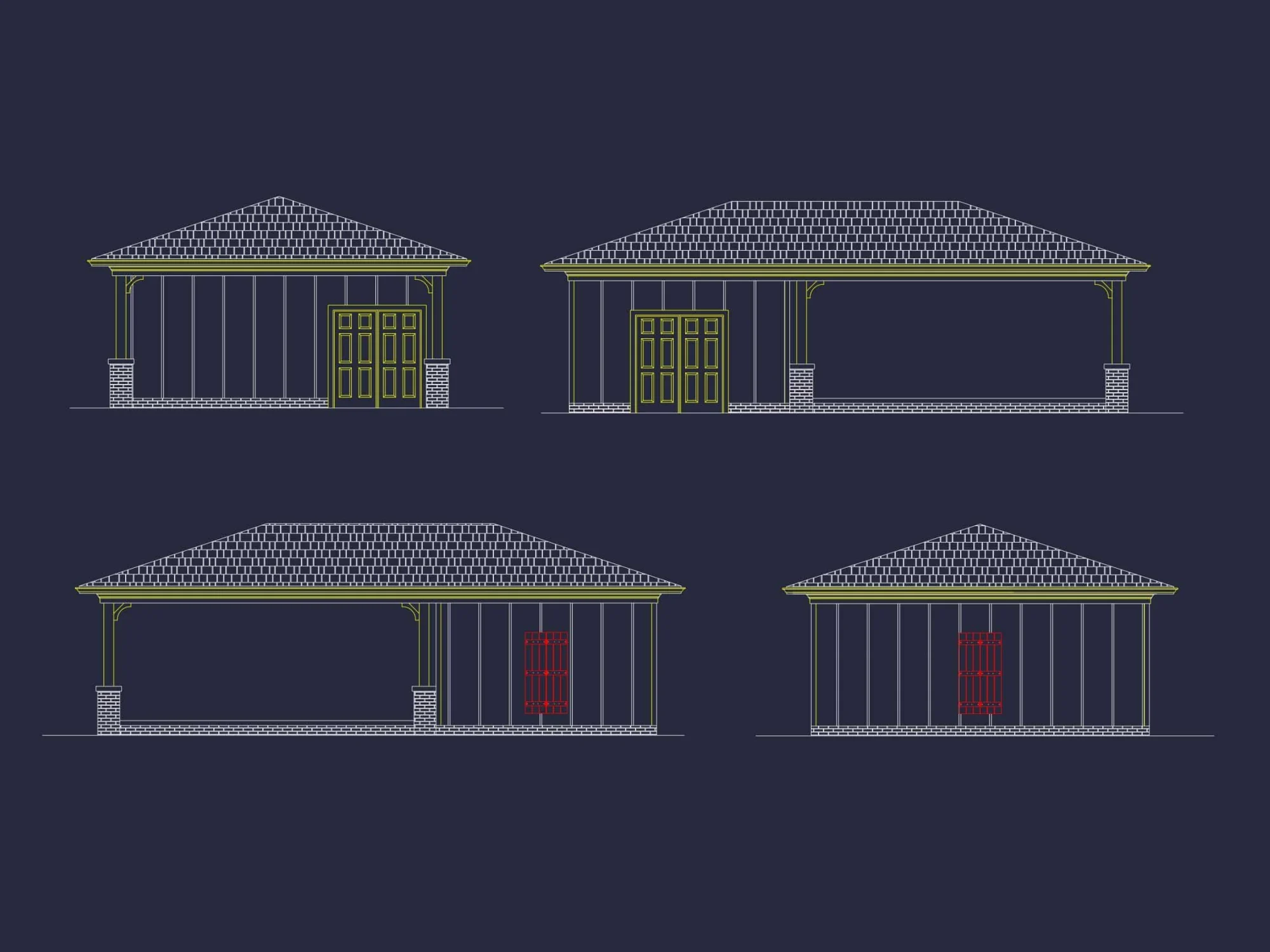 Traditional Carport House Design with CAD Floor Plan Blueprint