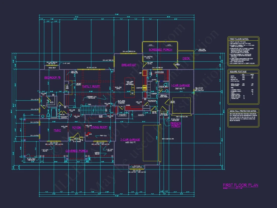 Stunning 5-Bedroom Home Plan with Full CAD Architectural Design