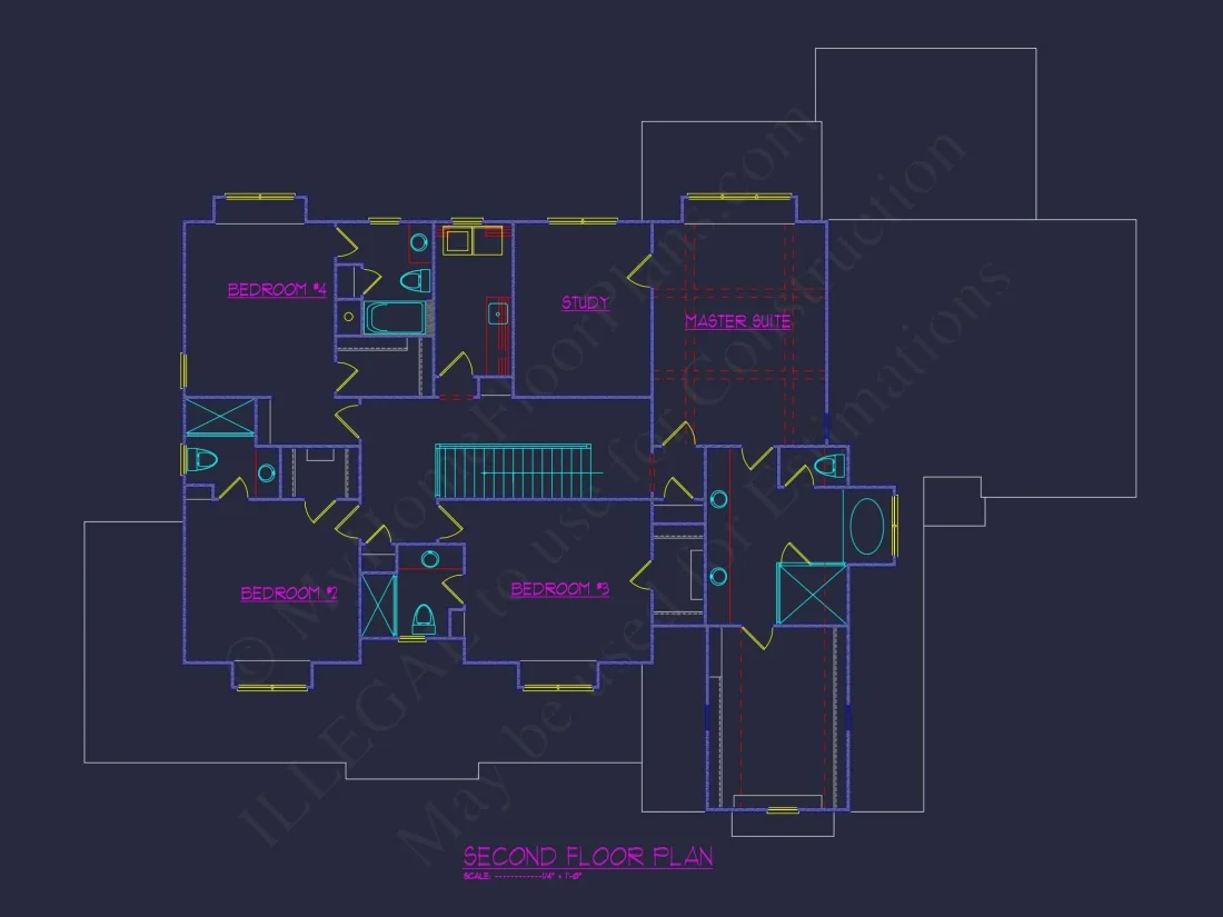 Stunning 5-Bedroom Home Plan with Full CAD Architectural Design