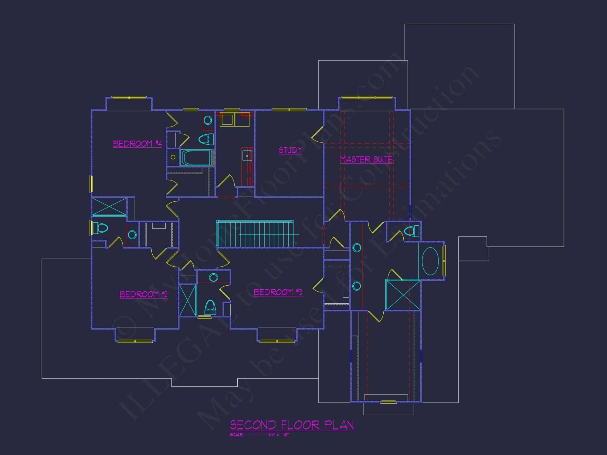 Stunning 5-Bedroom Home Plan with Full CAD Architectural Design