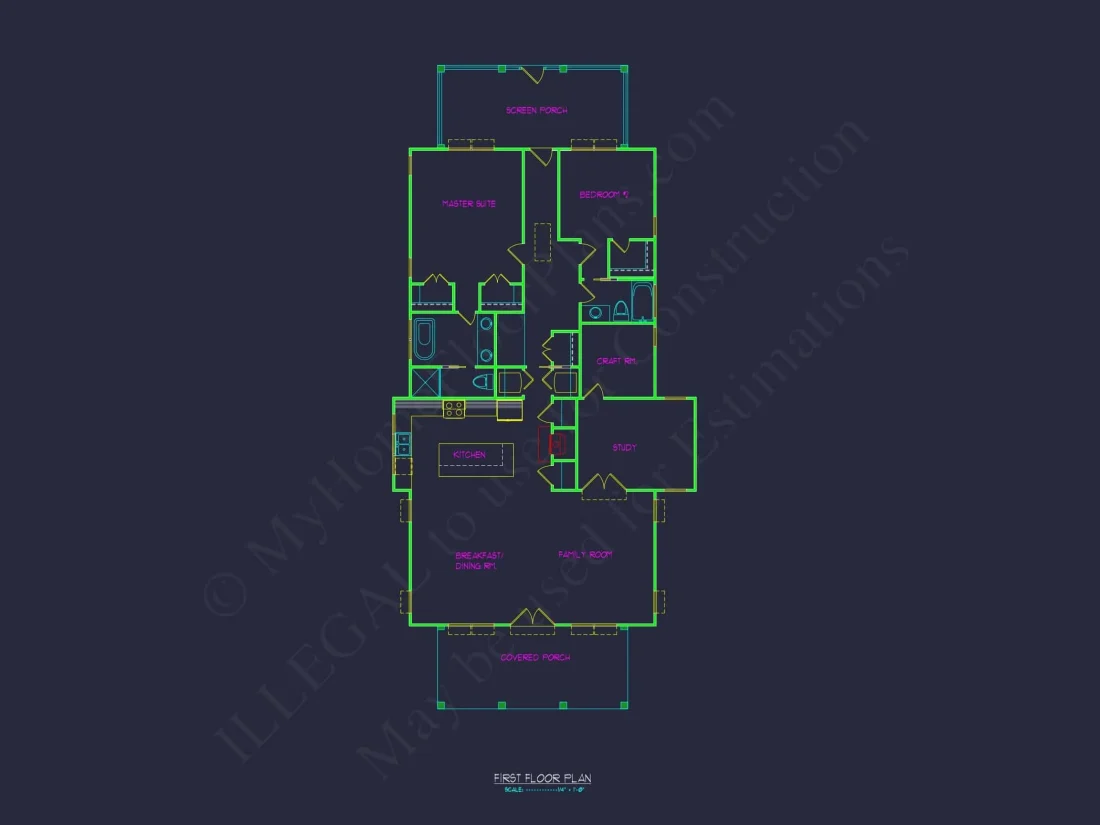 Modern Home Plan with 2 Beds, CAD Blueprints & Craftsman Design