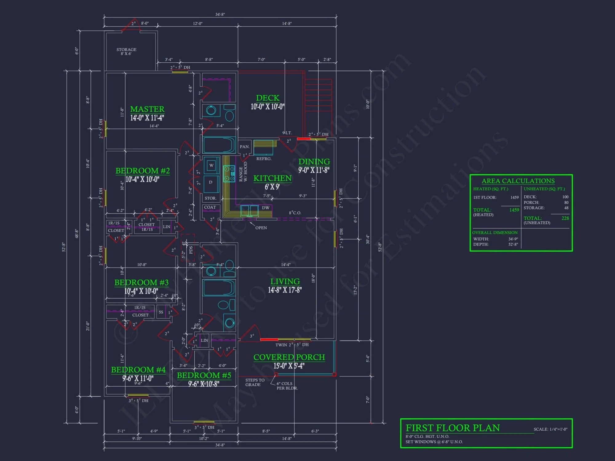 Craftsman Ranch Home Plan with 5 Bedrooms and Open Floor Layout
