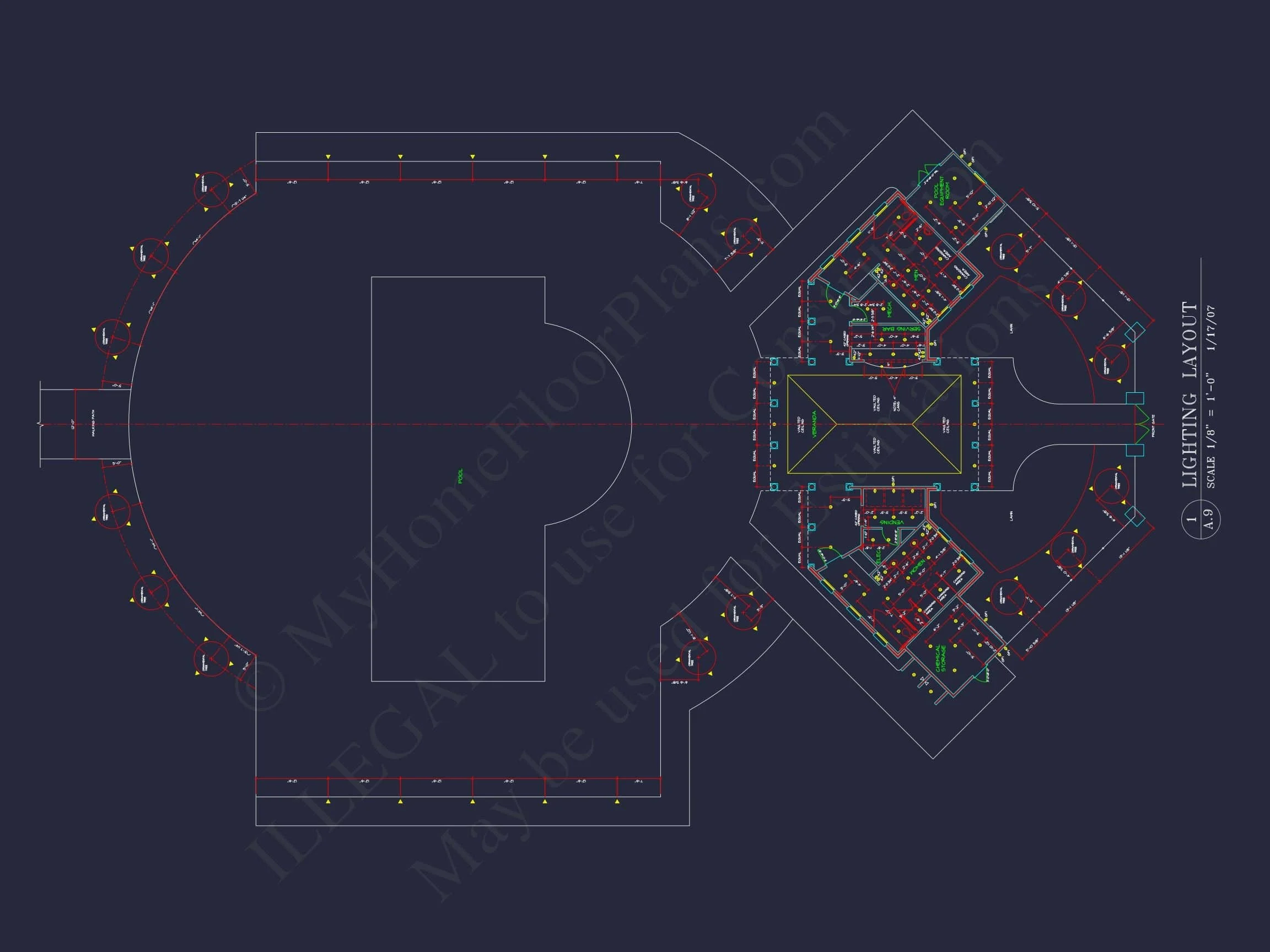19-CLUBHOUSE - 94' Wide Clubhouse Floor Plan - Architectural CAD Blueprints 5 94' Wide Clubhouse Floor Plan – Architectural CAD Blueprints